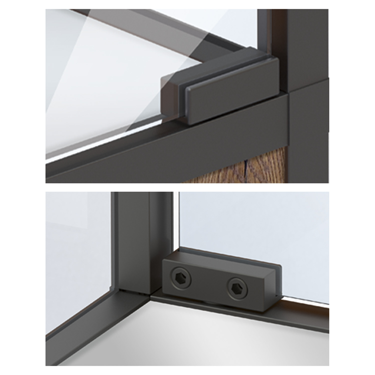 Cadro Vitrine Charnière de porte en verre noir mat