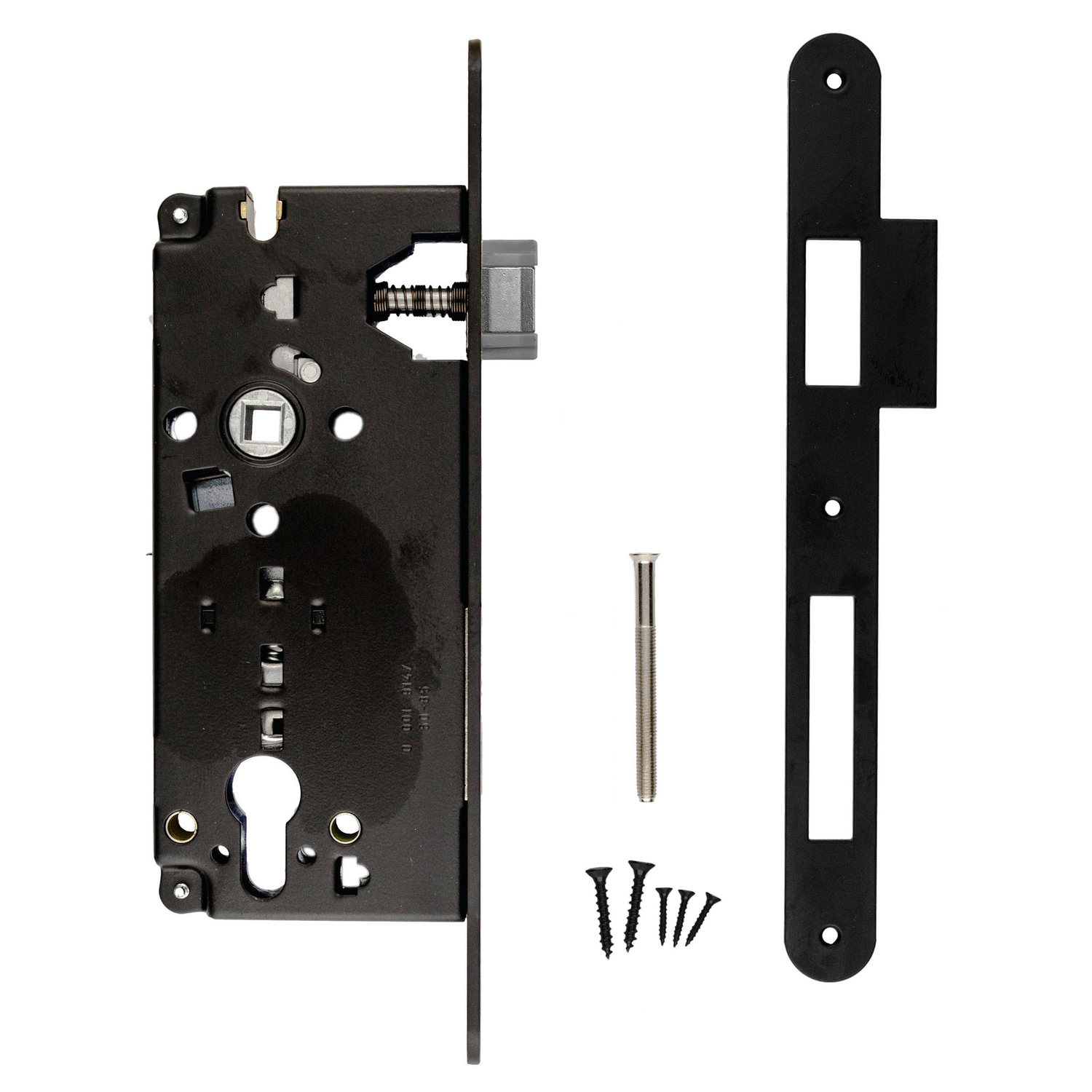 Serrure agb noir cyl  85 mm + contre-plaque   étroite droite