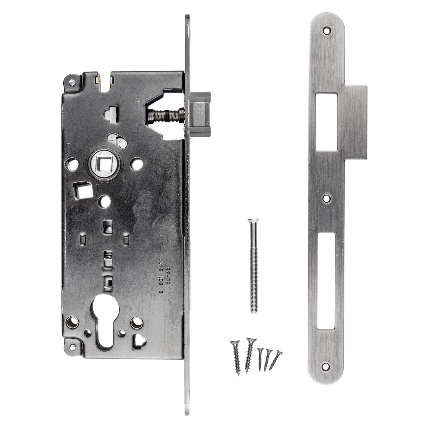 Serrure agb vieil argent/noir charbon cylin 85 mm   + contre-plaque étroite droite