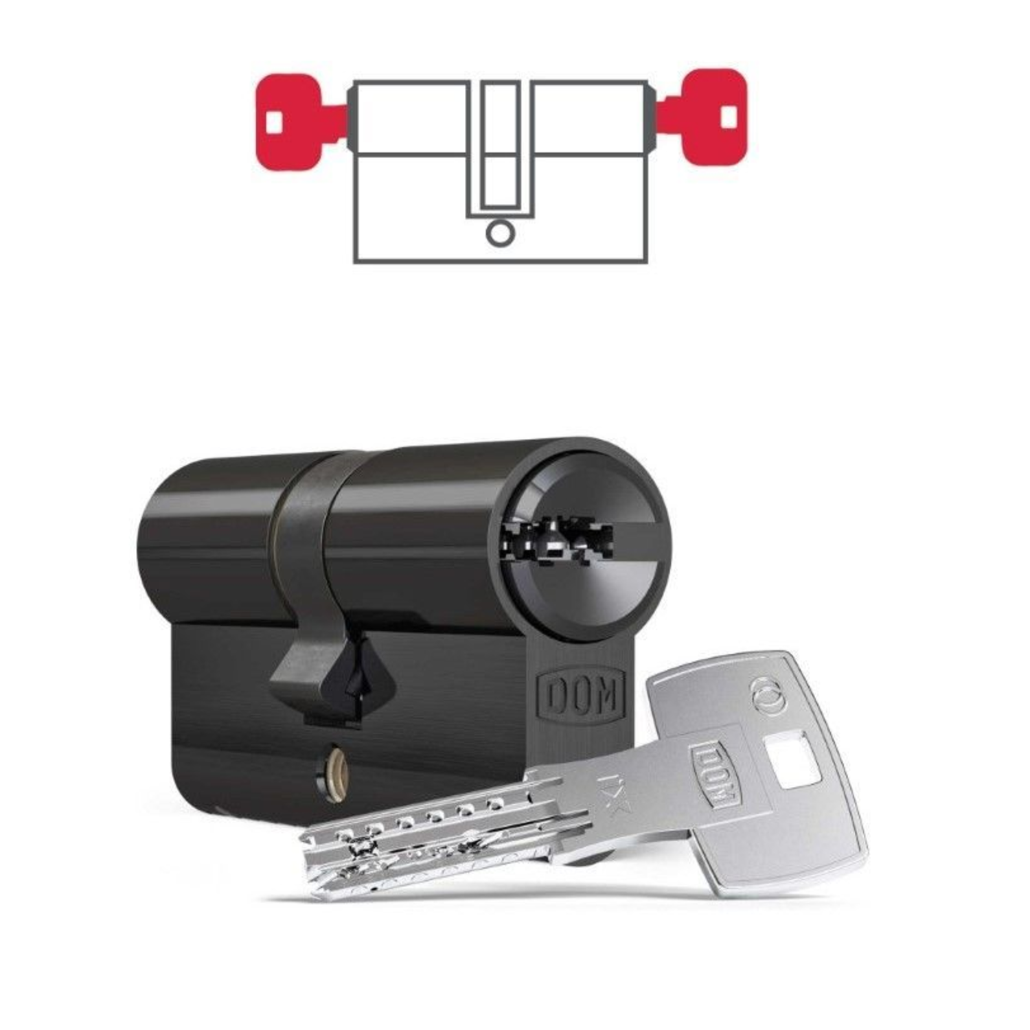 Dom ix twido modular cylindre 30/30 noir fonction danger skg*** protection de forage certif
