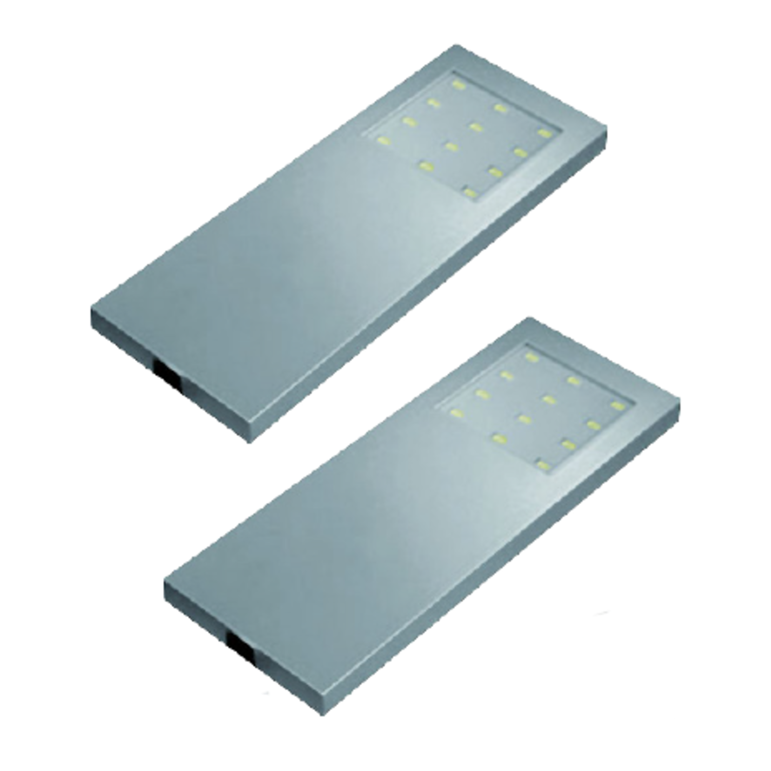 Hera set 2 x slim-pad Led 5w 24V 3000K look inox +transfo 15W