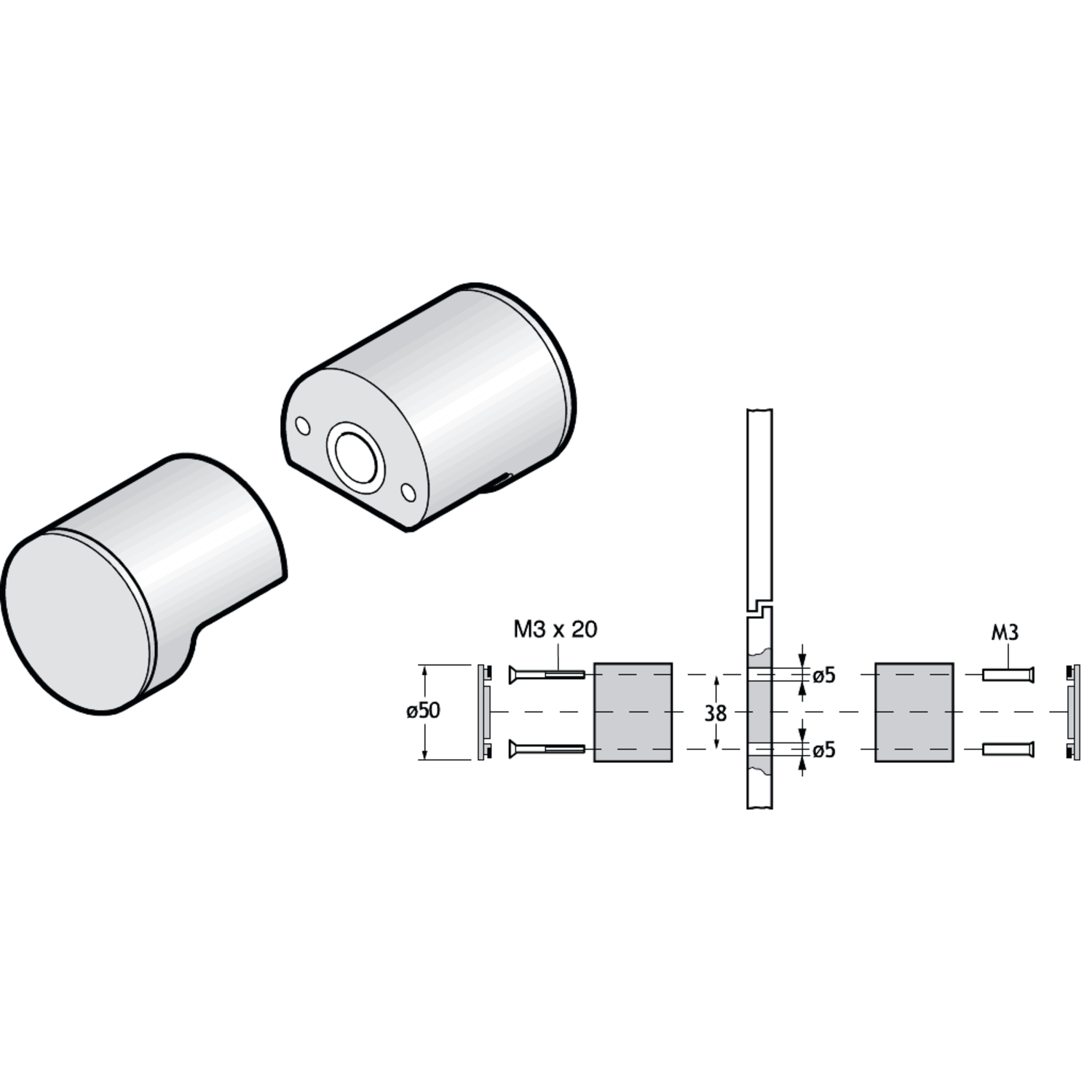 Pba 500-nylon blanc bouton double pr porte en verr e
