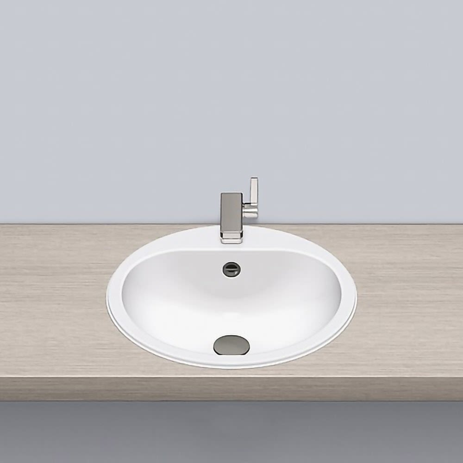 Lavabo encas. rond trou robinet/trop-plein/syphon 