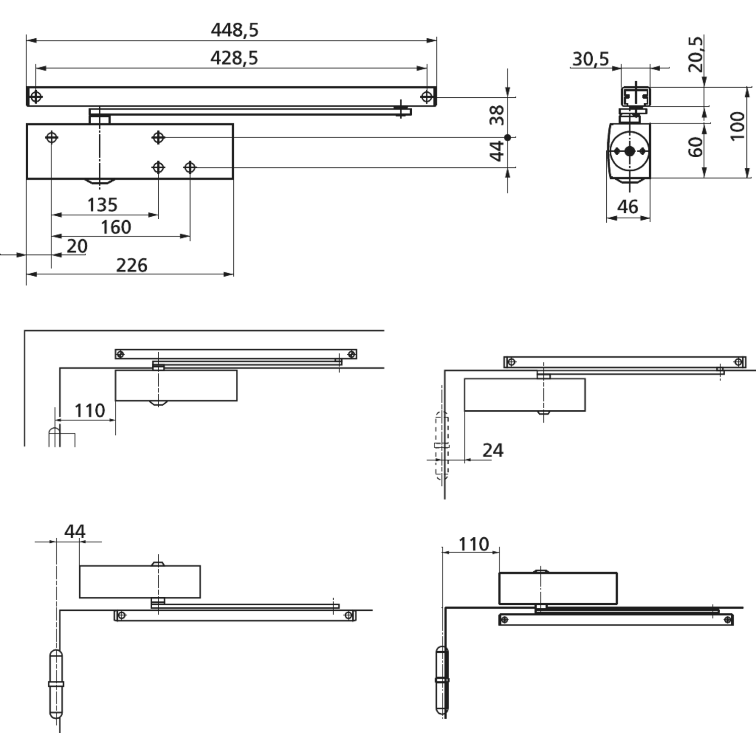 Geze deurpomp ts 3000 v zilver(zonder arm)