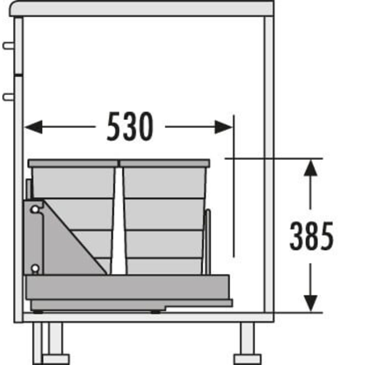 Hailo bottom mount 40-60cm2x24l - metalen drager - 2x24l - metalen drager - volledig uitsc