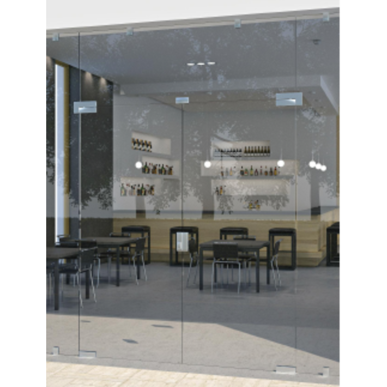 Pivot onder, voor 10/13.5 mm glas, B164 H51, geborsteld rvs