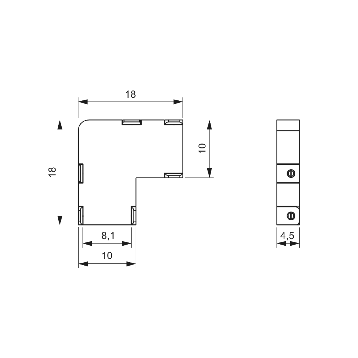 Hoekconnector COB/SMD 8mm 12/24v