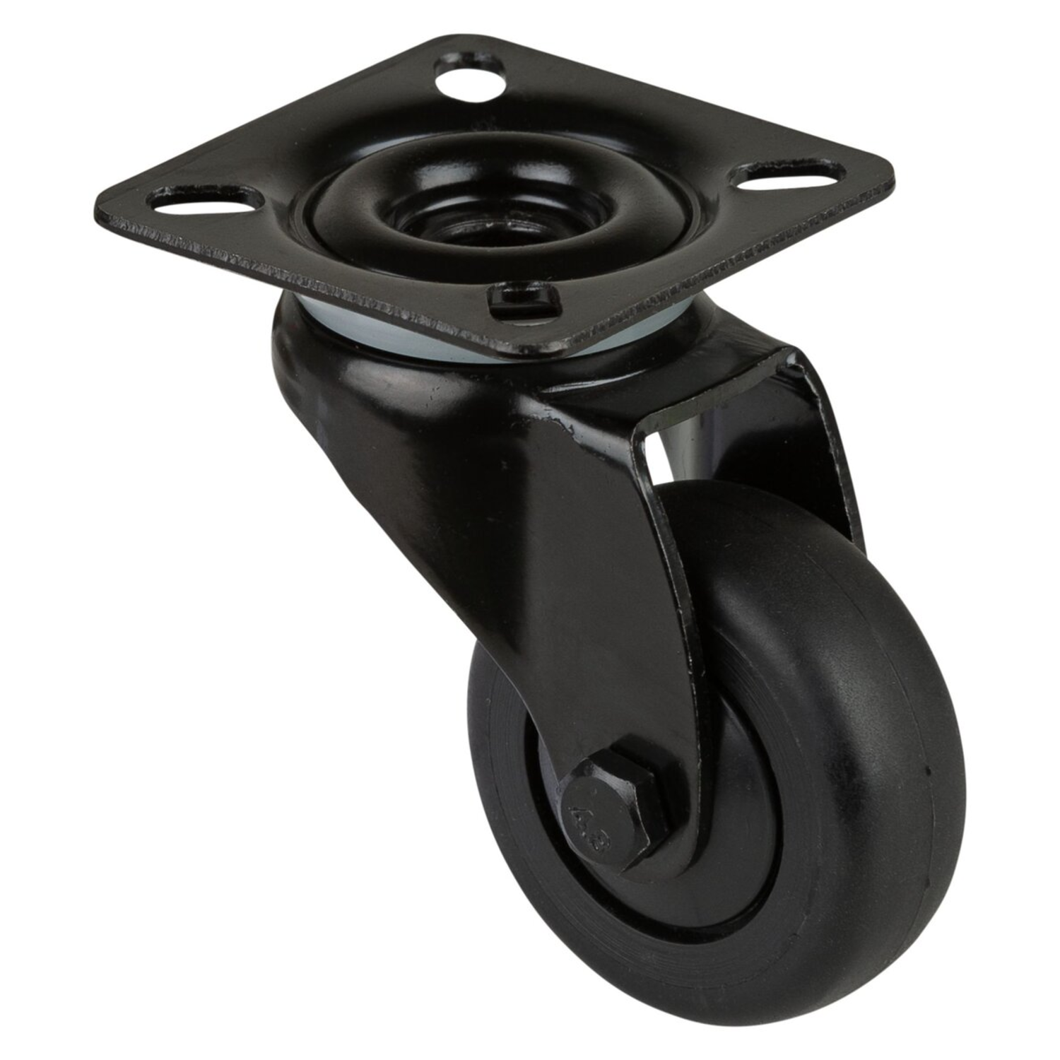 Zwenkwiel d 50mm h73mm rubber zwart 50kg