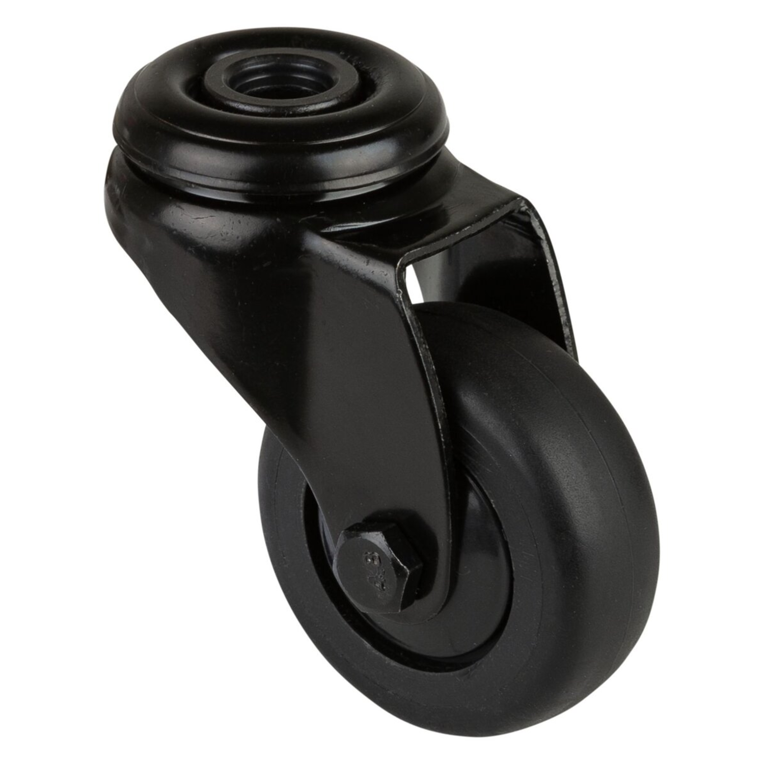 Zwenkwiel d 50mm h73mm rubber zwart 50kg