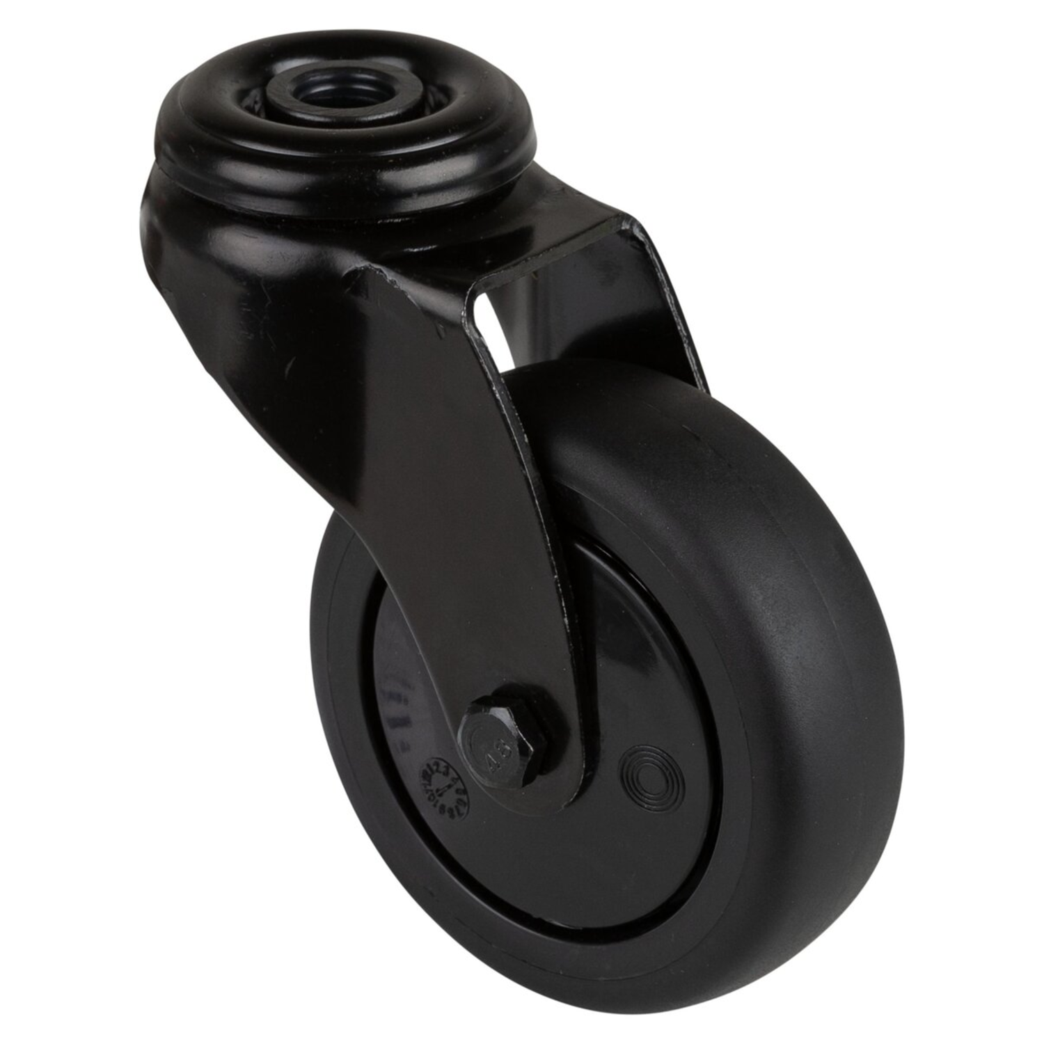 Roulette pivot d75mm h103mm caoutchouc noir 60kg 