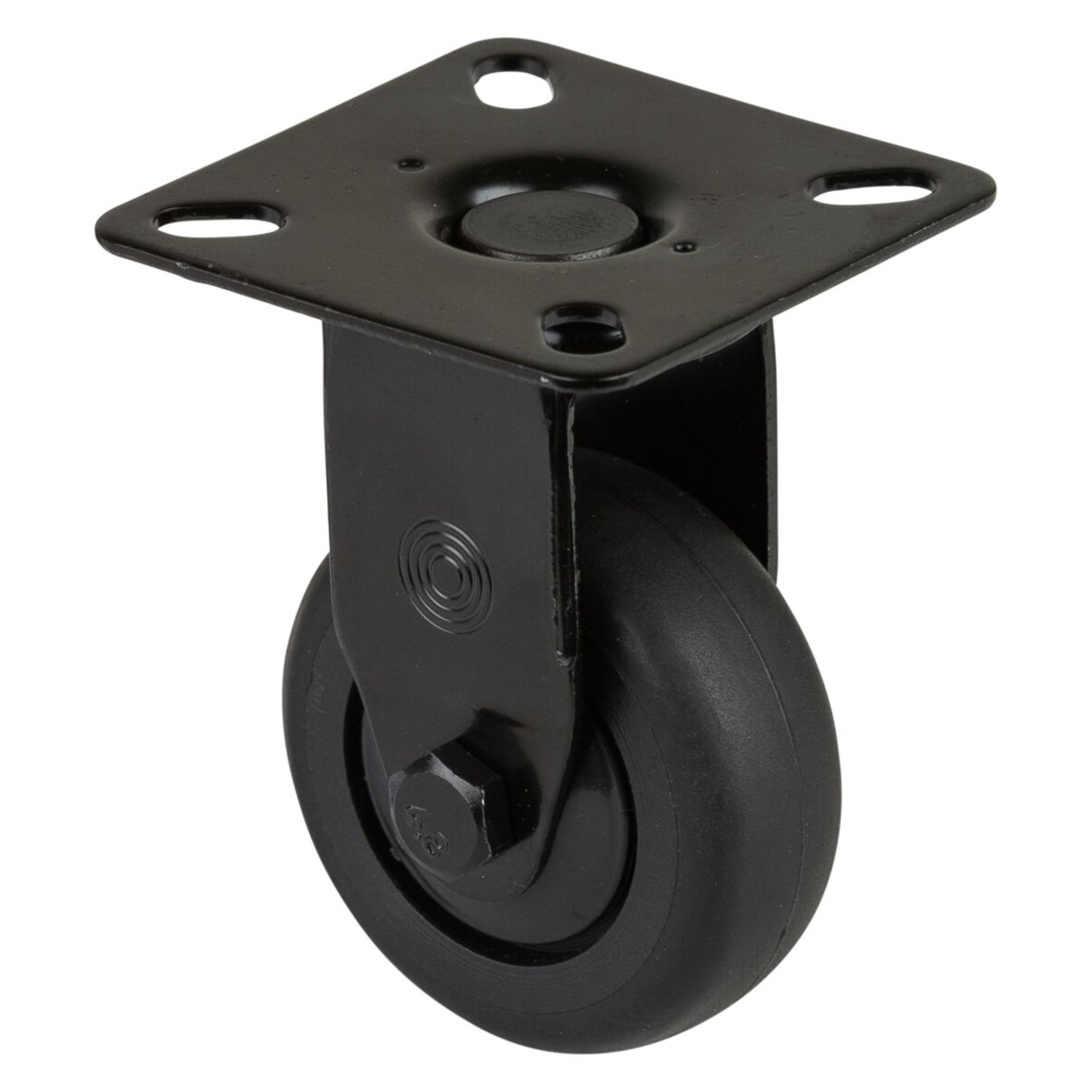Roulette Fixe d 50mm h73mm caoutchouc noir 50kg 