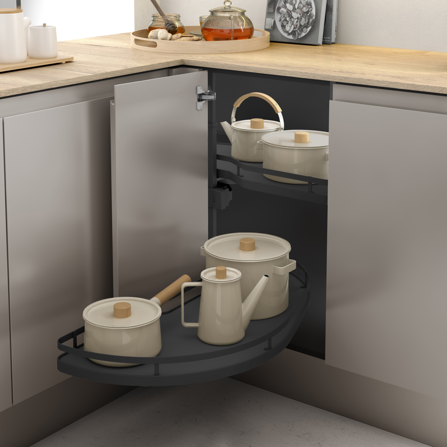 MC Line Dolphin flat 60cm links antraciet met dubbel dempingsysteem