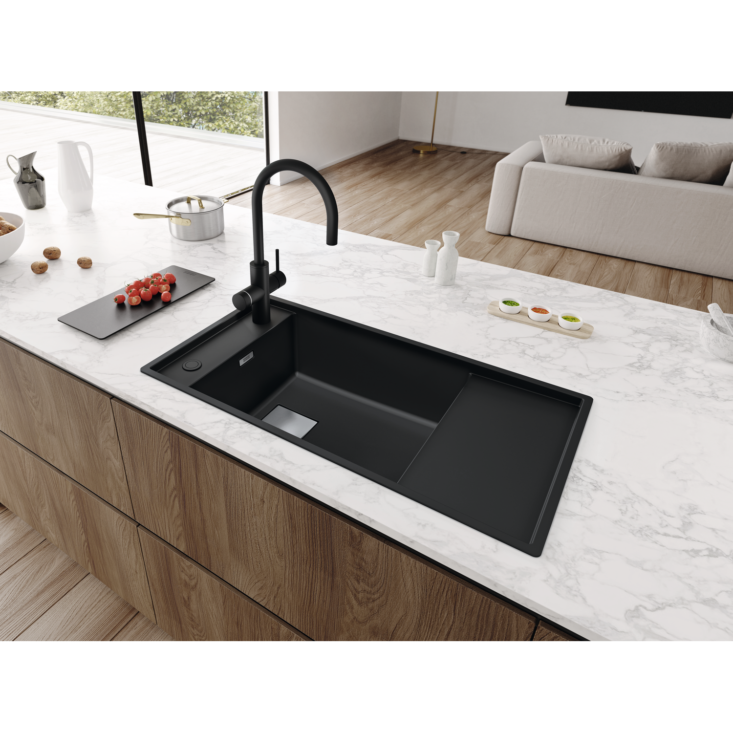 Mythos Water Hub 6 in 1 - Zwenkbare kraan / Zijhendel / Zwart Mat