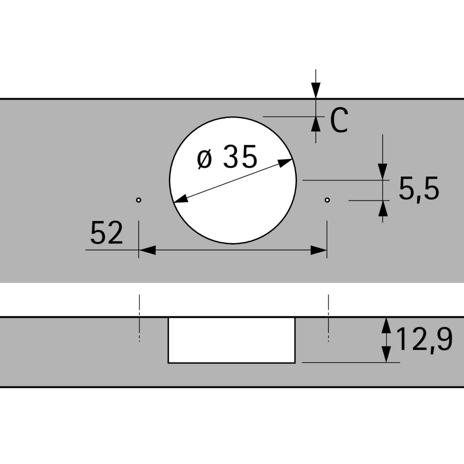 Charnière Sensys de 110° avec amortissement intégré (Sensys 8645i), nickelée, rentrant, Angle d'ouverture  110°, TH-schéma de perçage 52 x 5,5 mm, à visser (-)