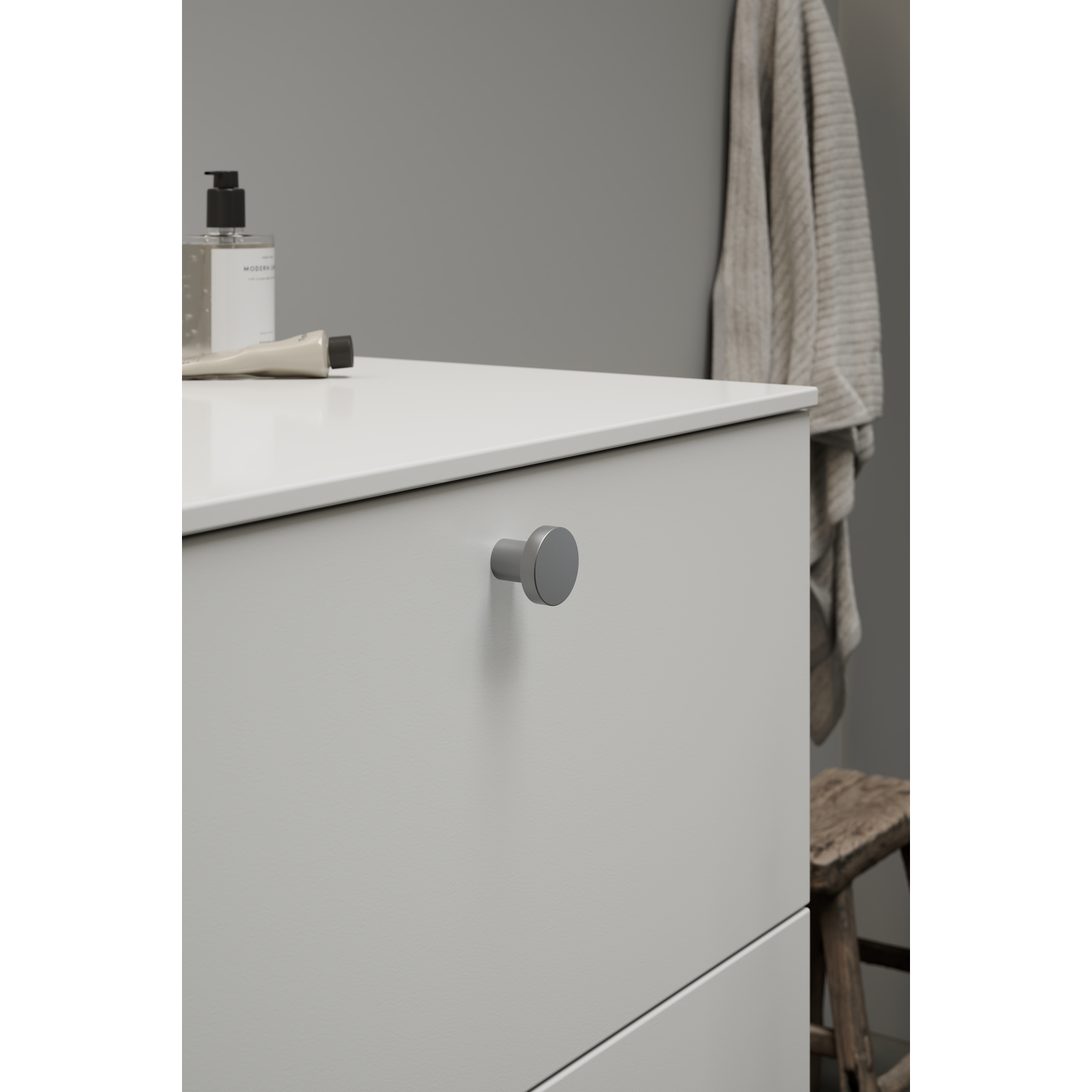 Knop DOT Ø30 H26 zamak rvs-look