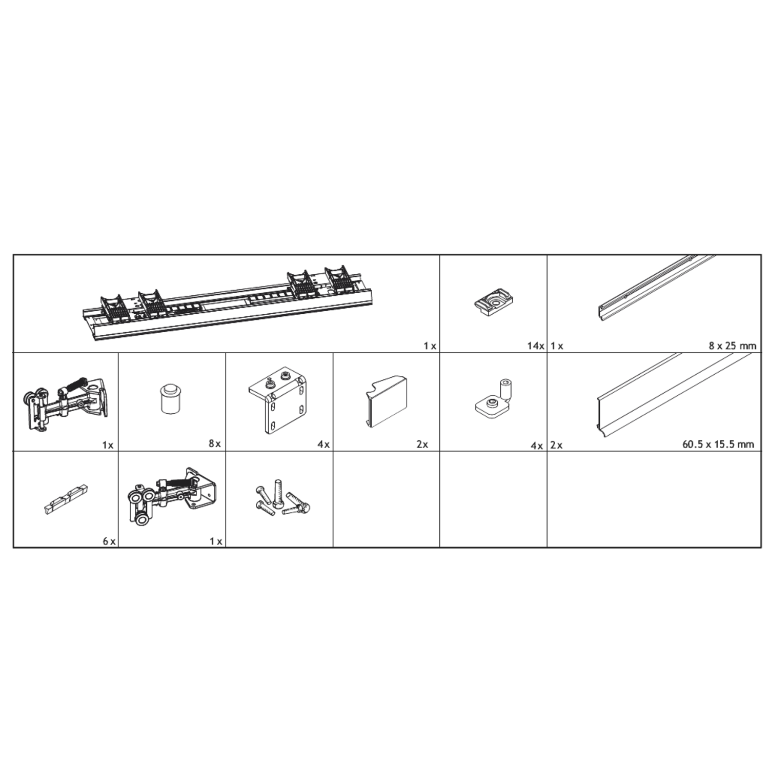 Hawa Frontino 20 H OS FS garniture, type OS6, 2200-2400 mm, 2 portes