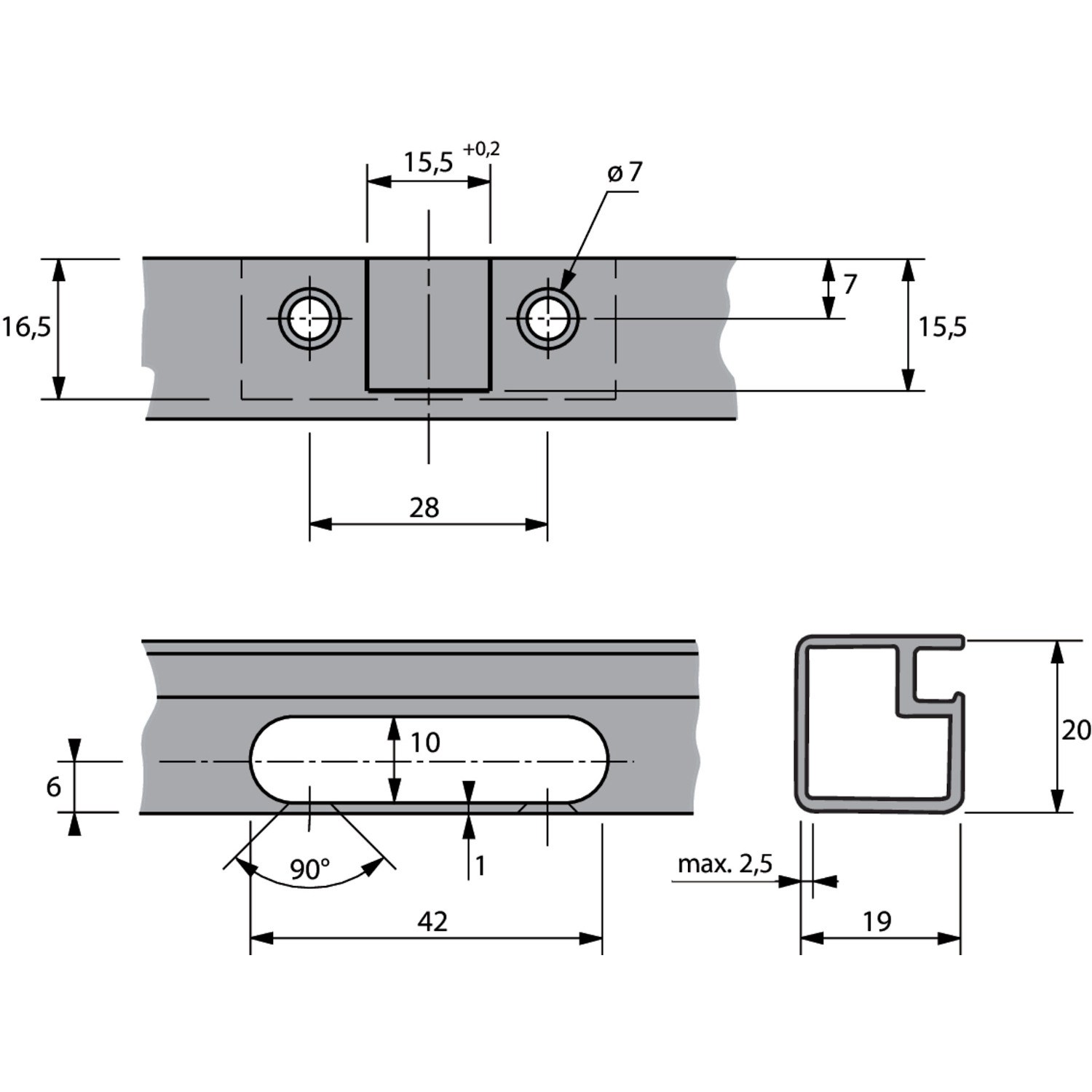 Charnière pour cadre en alu Sensys avec amortissement intégré (Sensys 8638i), en noir obsidien, en applique, Angle d'ouverture  95°, à visser (-)