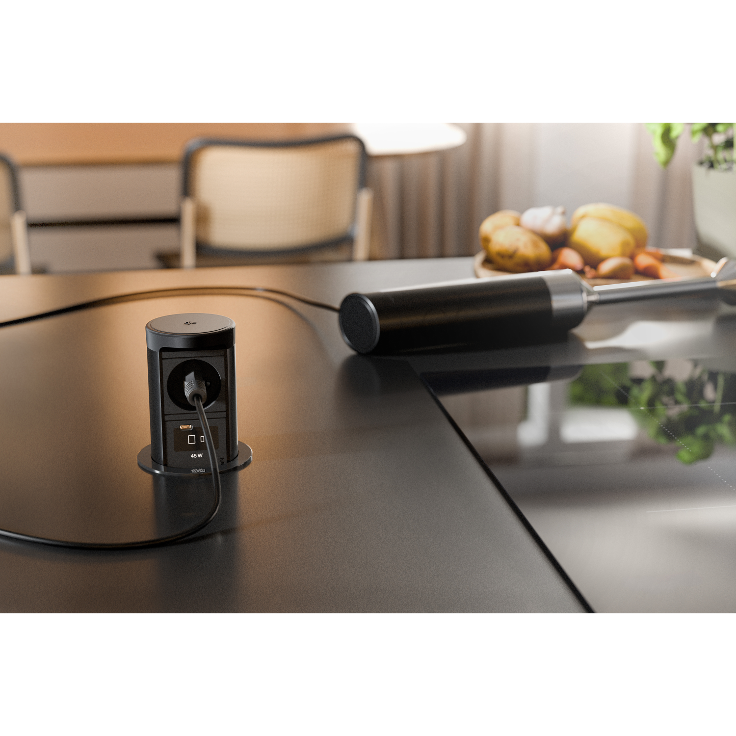 Elevator 2 rvs-look b-f 1 st+usb charger C+QI