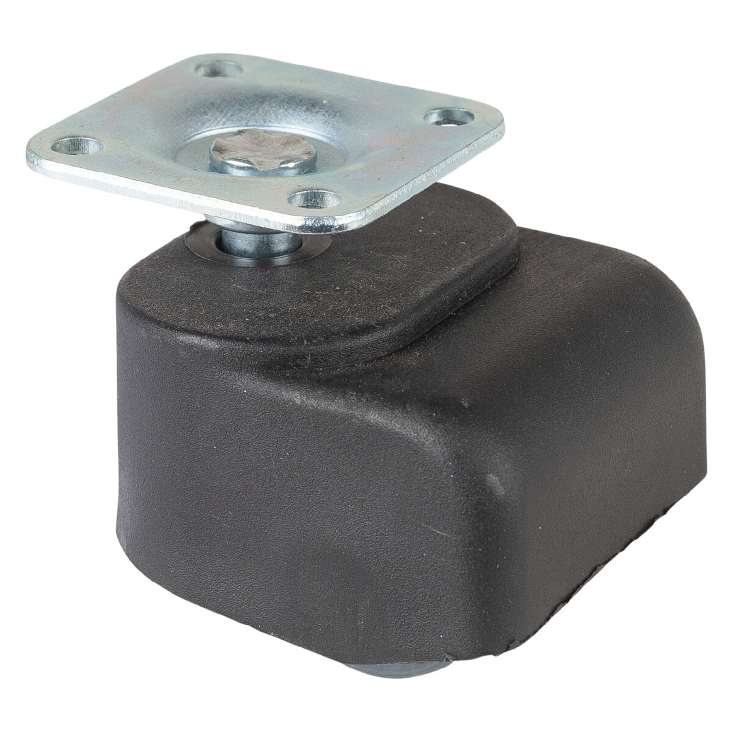 Roulette bas d25 h47 90kg doux noir+plaque. 
