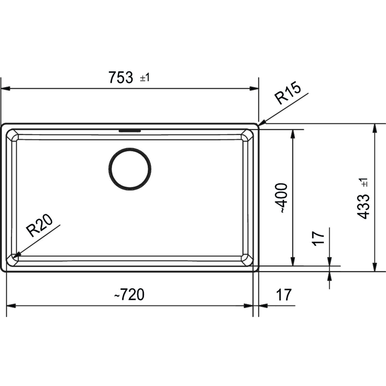 Maris - Evier à sous-encaster / 753 x 433 mm / 1 bassin / Noir mat