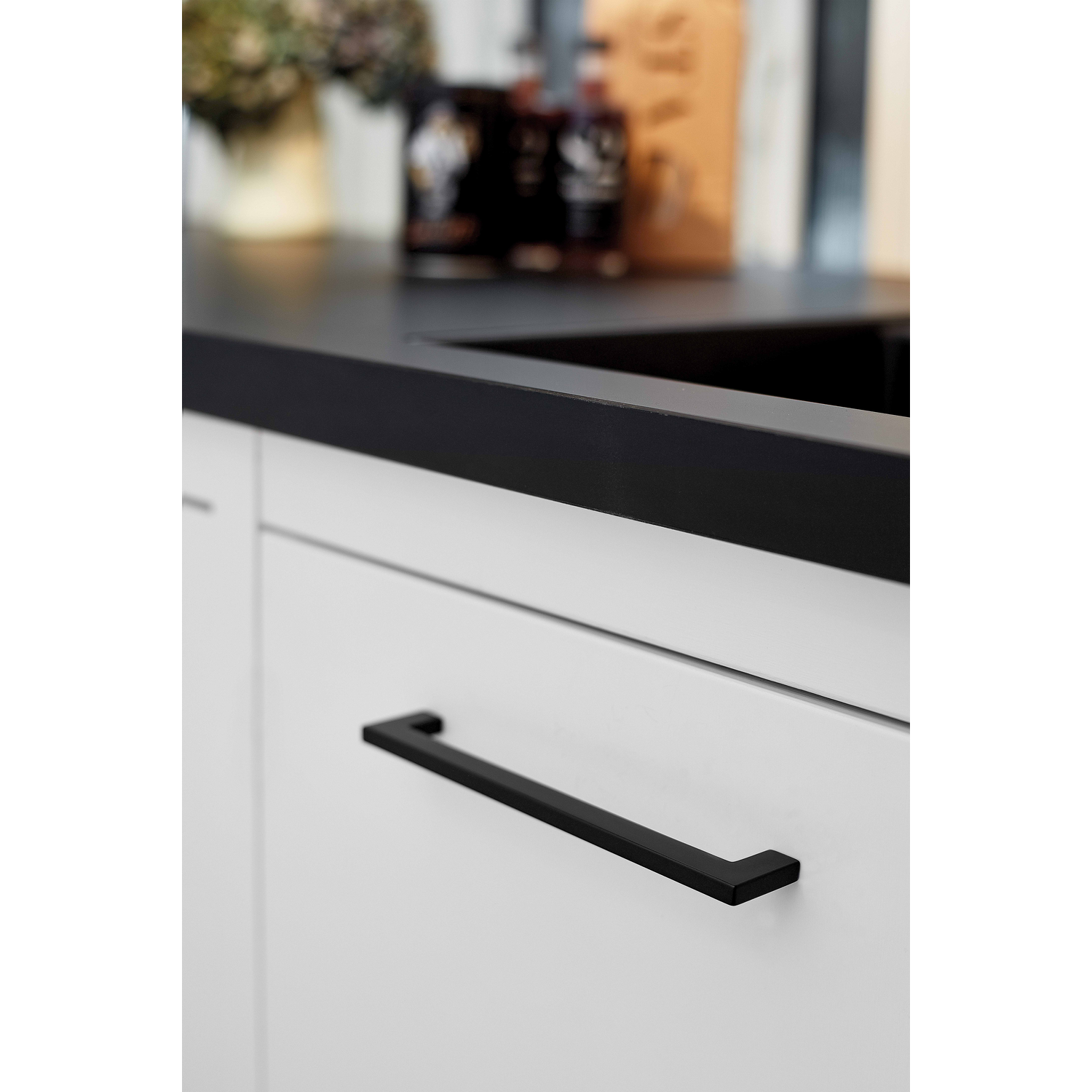 Poignée flat ea192 l206 zamac noir mat 