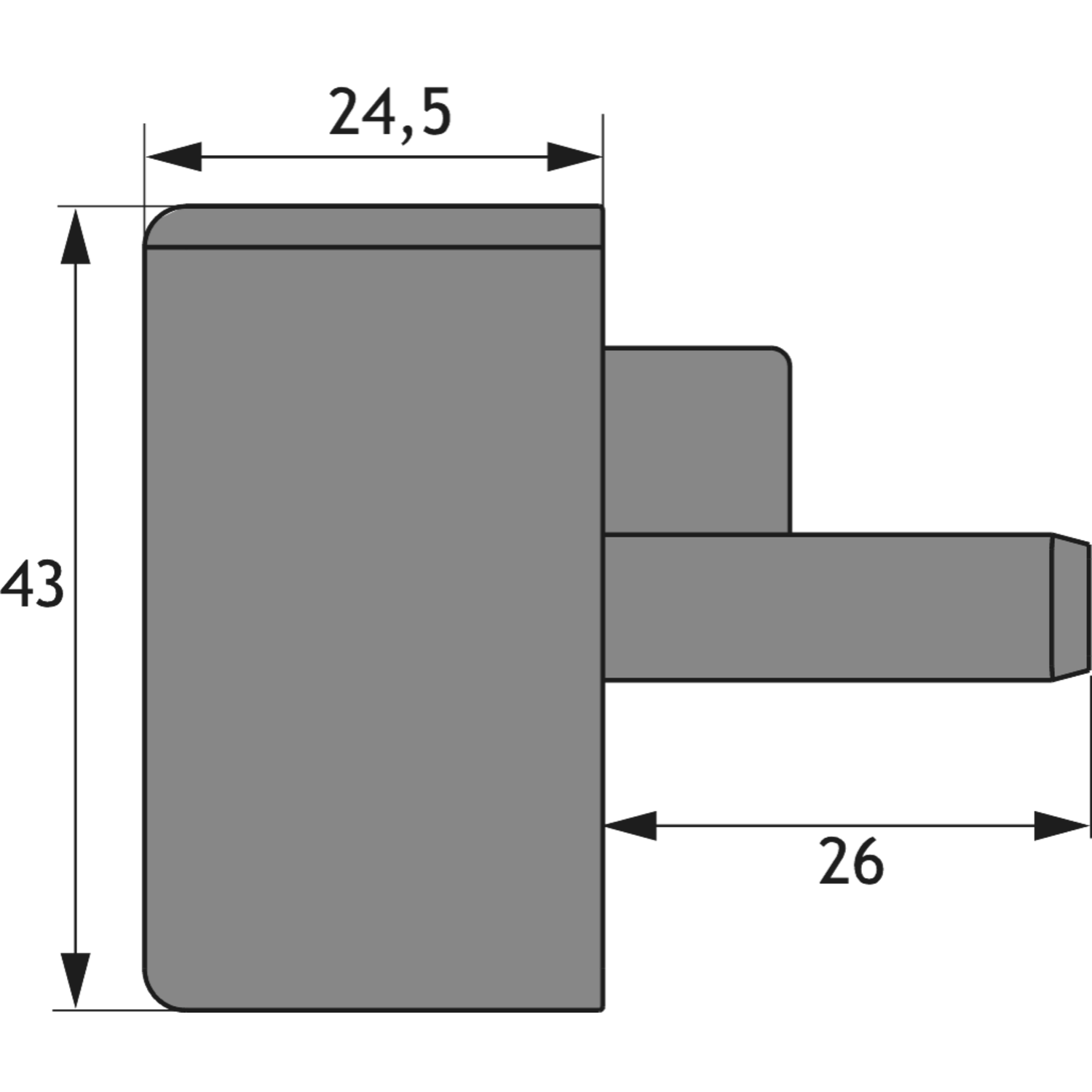Verbindingshoek horizontaal,  mat wit