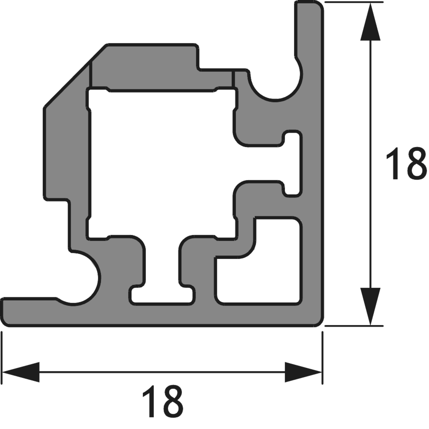 Profilé d’angle, verre,  noir mat