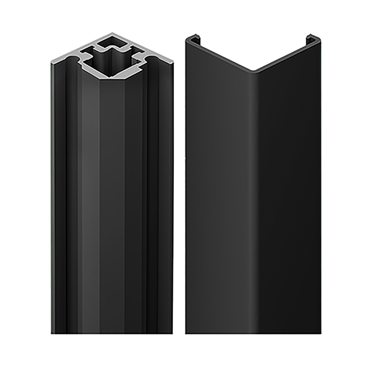 Kit de ferrure pour profilé d’angle en verre et profilé de recouvrement,  noir mat