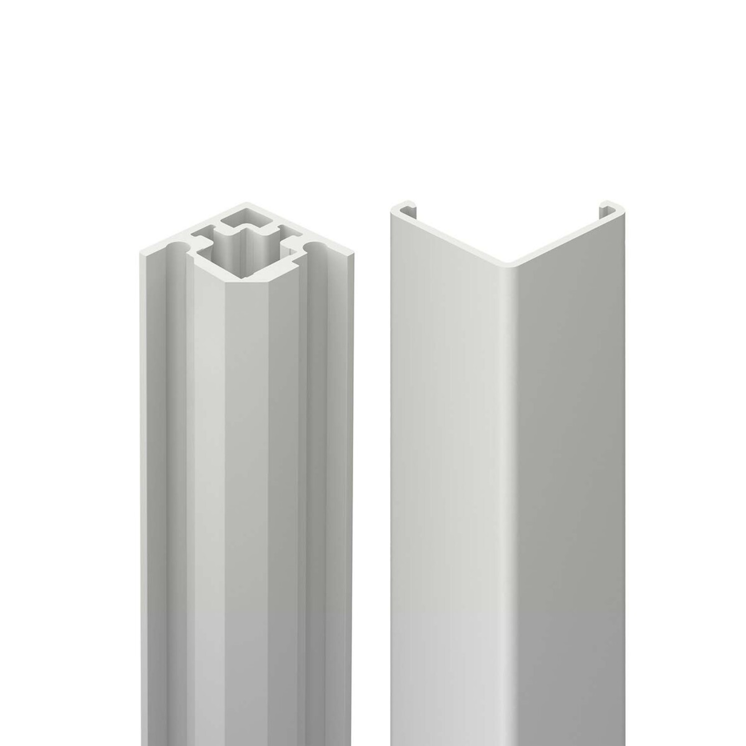 Kit de ferrure pour profilé d’angle en verre et profilé de recouvrement,  blanc mat