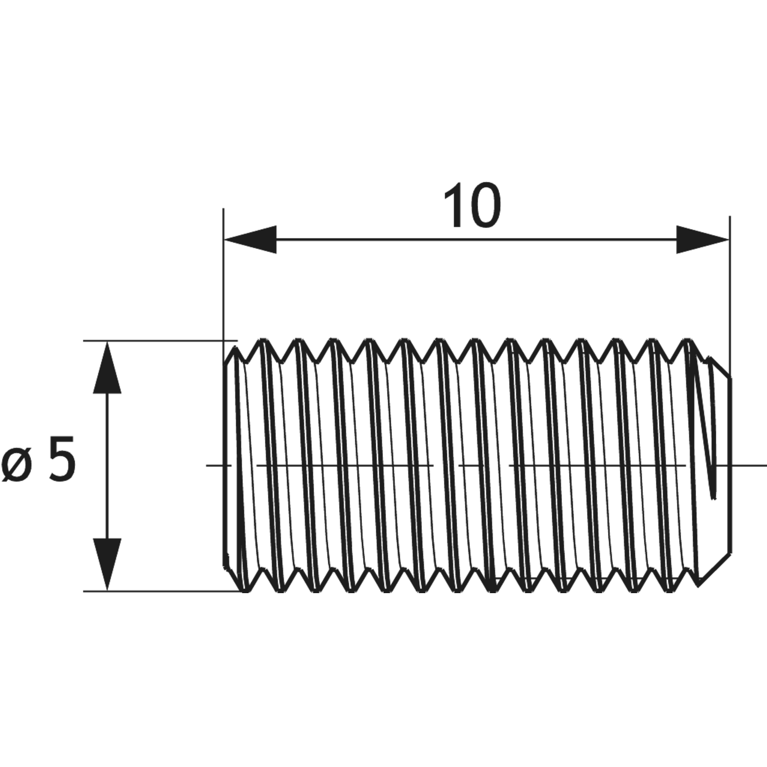 Stelschroef,  mat zwart, M5 x 10