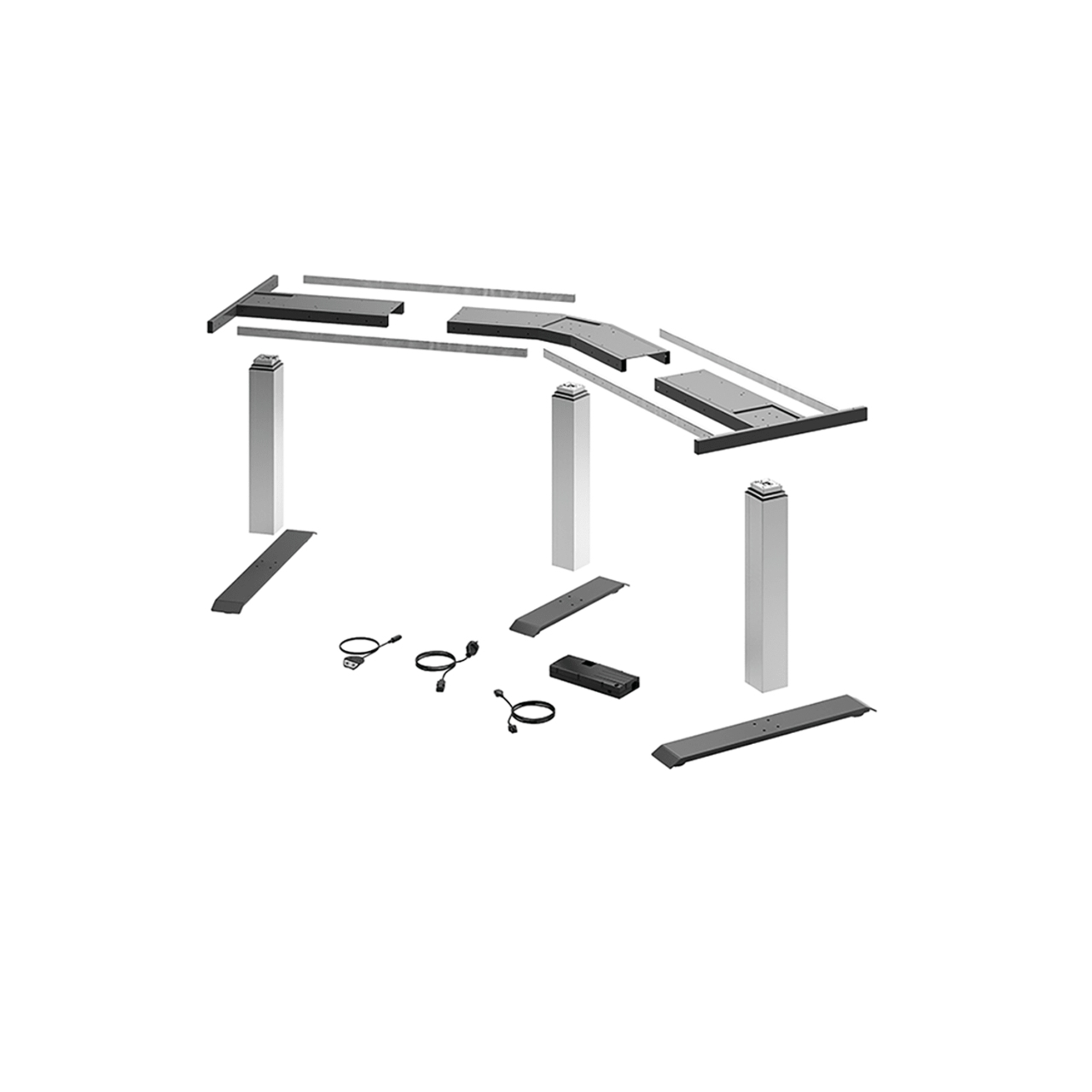 LegaDrive Systems Kit de piètement de table à angle de 135°, argent, anthracite