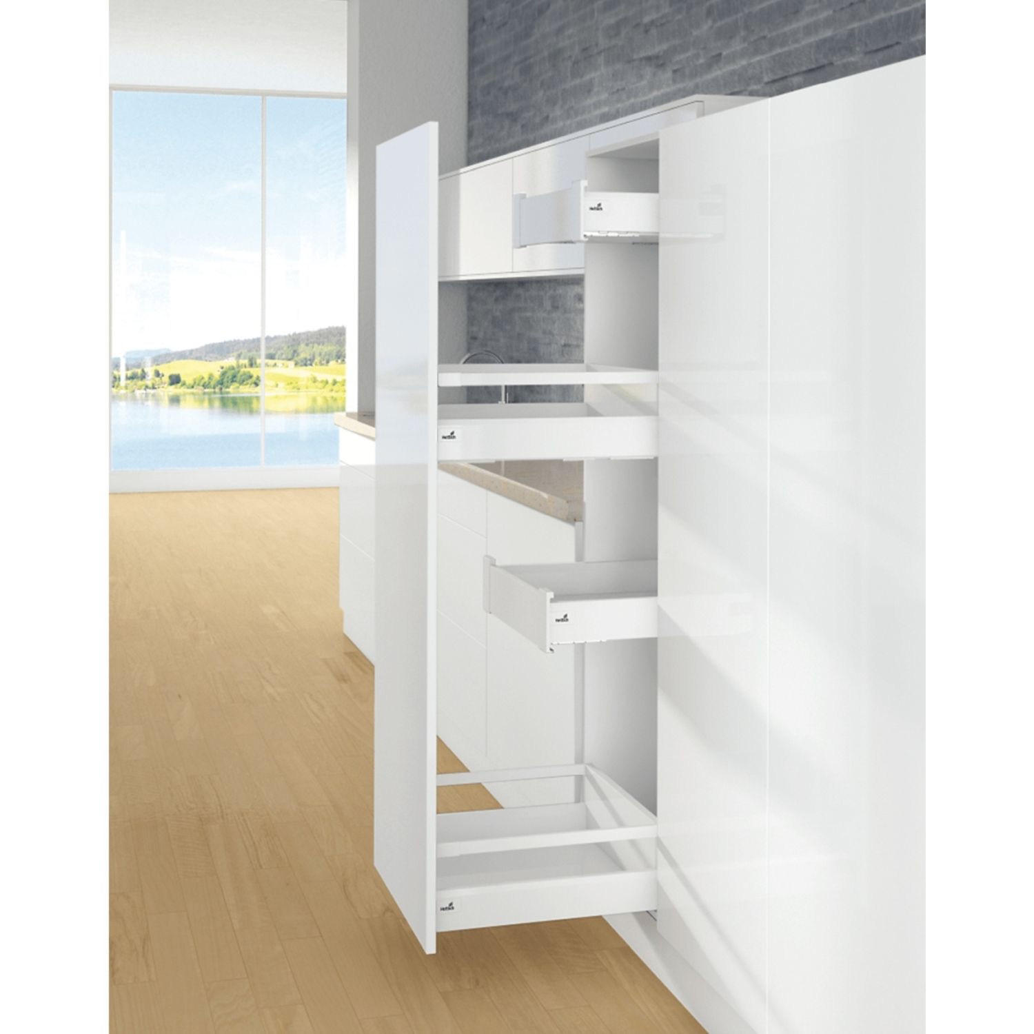ArciTech Ladezijwand, ladezijwand hoogte 126 x NL 350 mm, wit, links