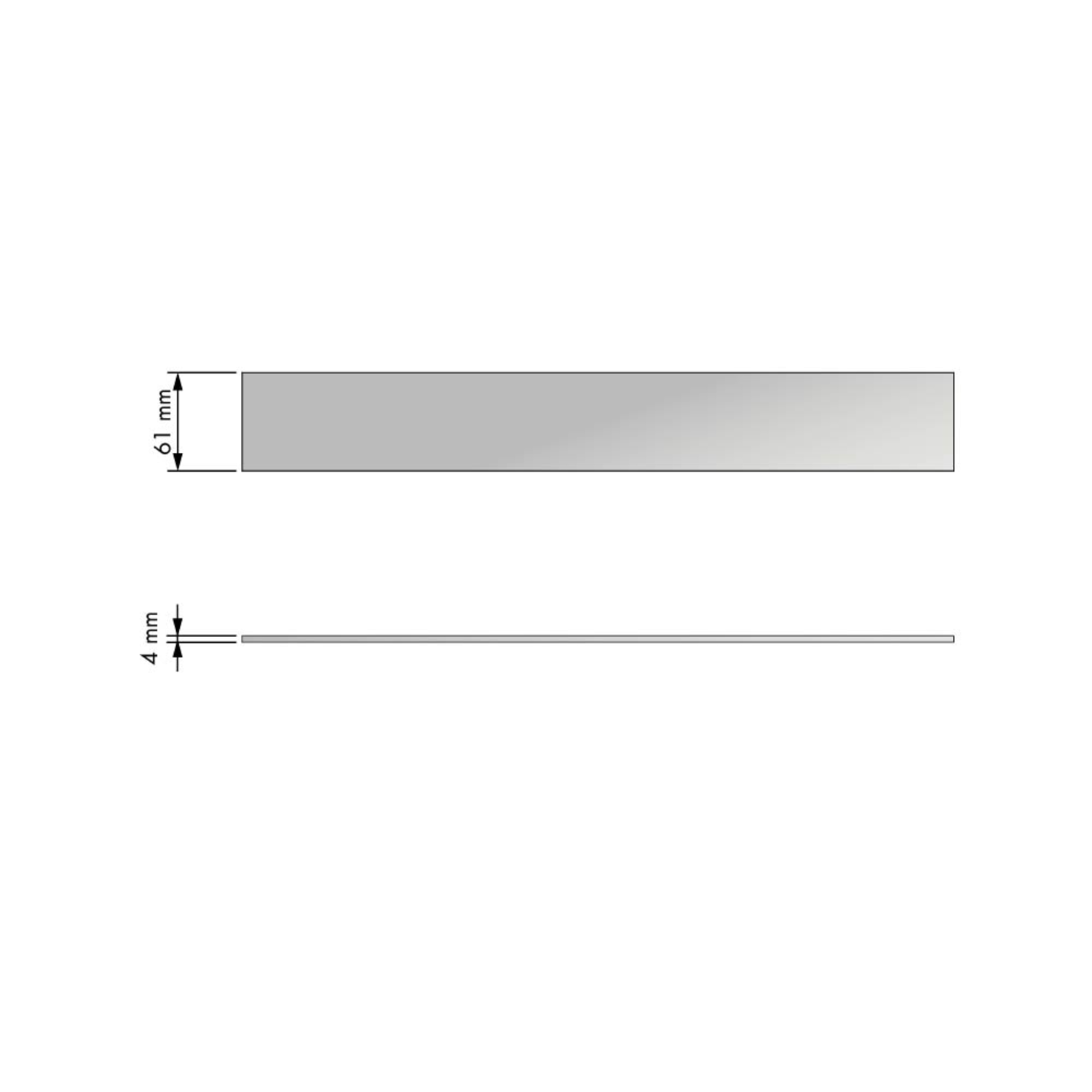 Chic line set face/dos verre l. 770  h.61  p.4mm 