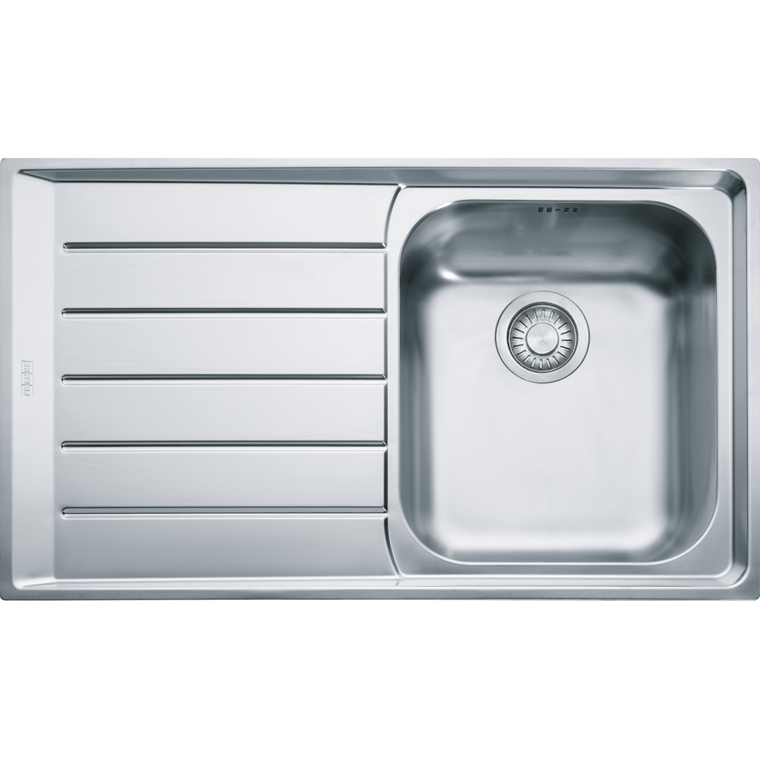 Neptune - Evier à affleurer & SlimTop / 864 x 514 mm / 1 bassin / Lisse / Egouttoir à gauche
