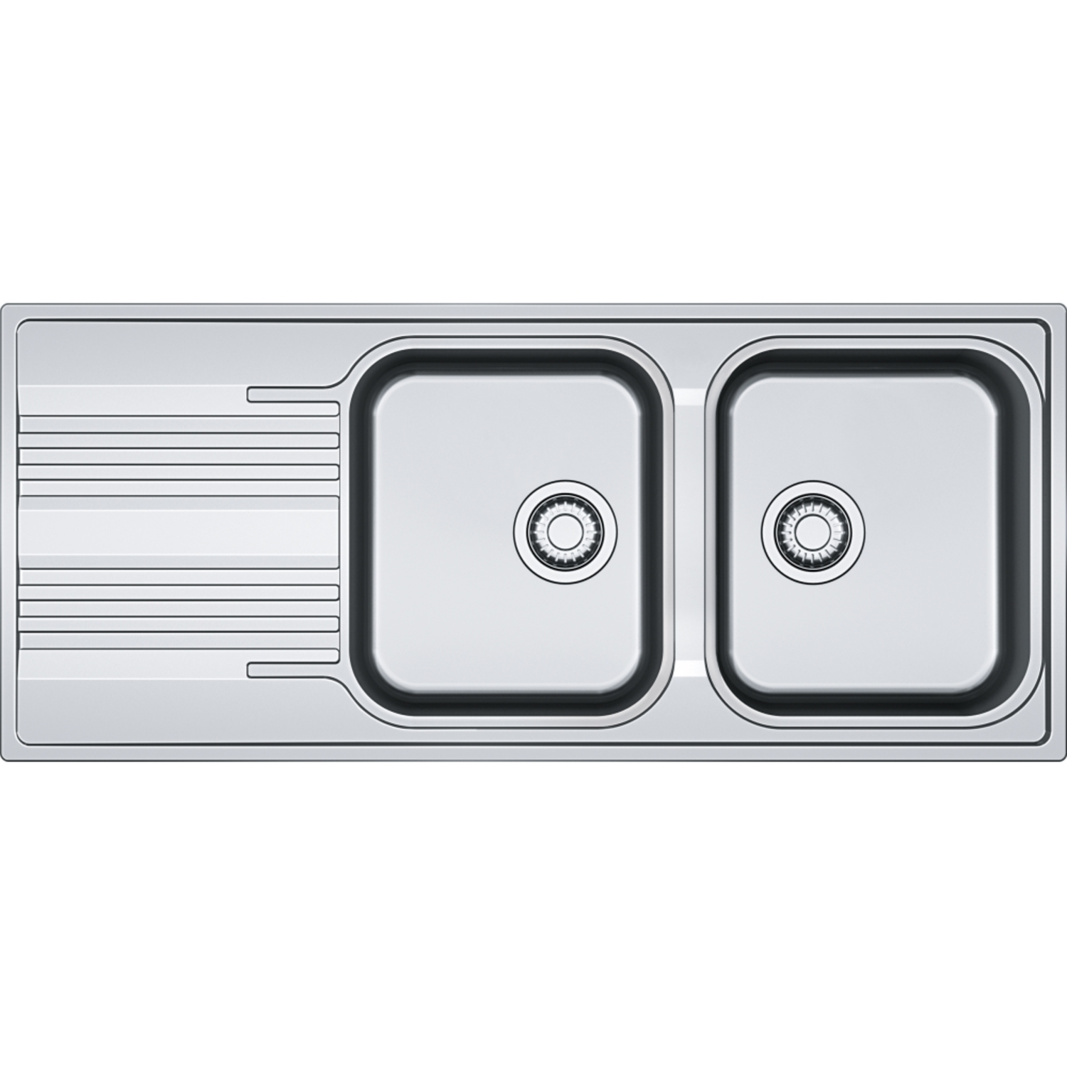 Smart - Inbouwspoeltafel / 1160 x 500 mm / 2 bakken / Glad / Omkeerbaar