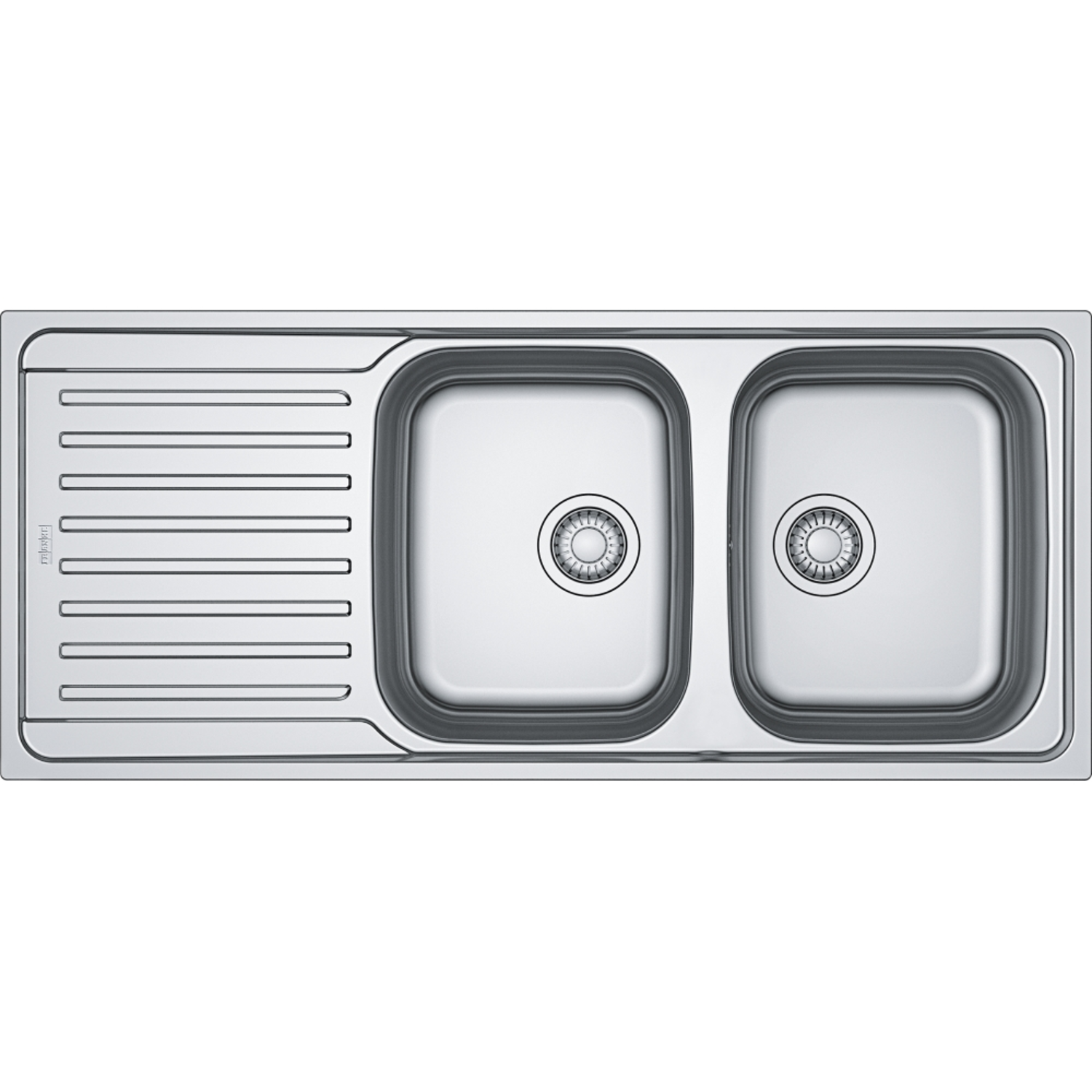 Antea - Inbouwspoeltafel / 1160 x 500  mm/ 2 bakken / Glad / Omkeerbaar