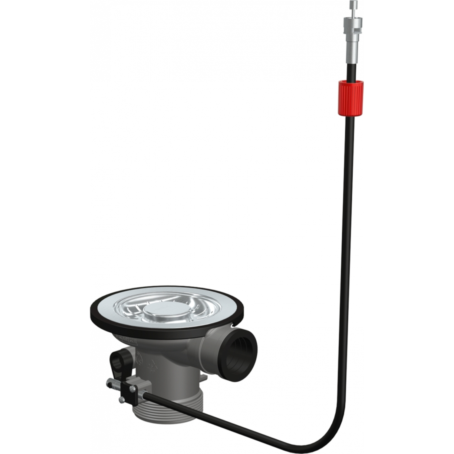 Vidage automatique / Soupape 3 1/2" / Panier amovible intégré / Sans raccord trop-plein / Avec cable 500 mm pour bouton poussoir/rotatif