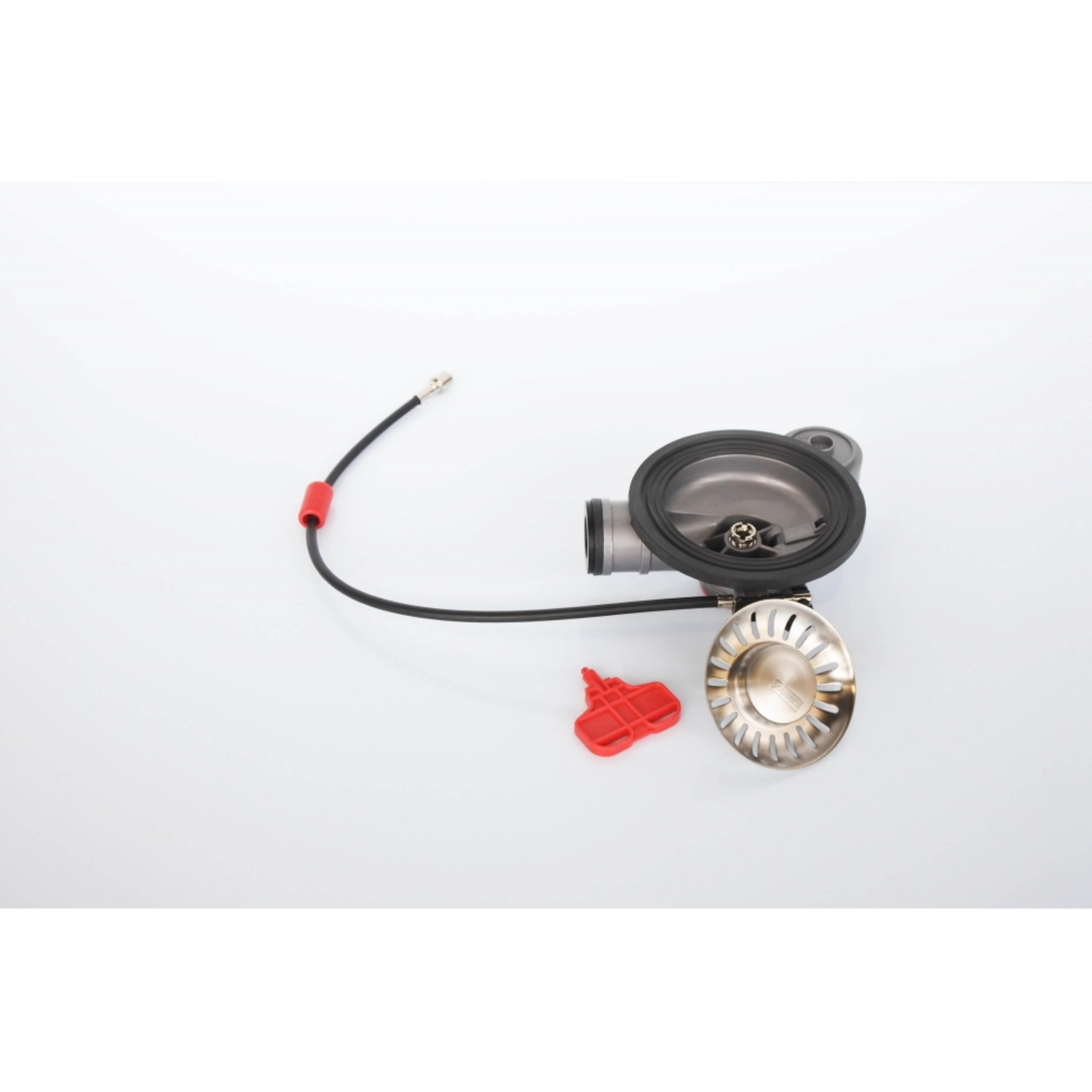 Vidage automatique / Soupape intégrale 3 1/2" / Panier amovible intégré / Sans raccord trop-plein / Avec cable 500 mm pour bouton poussoir/rotatif