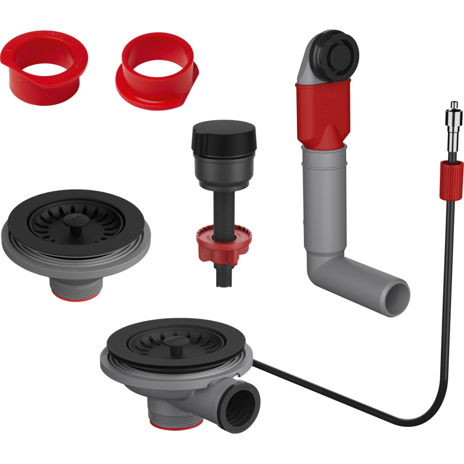 Colorline - Vidage automatique pour 1 cuve 1/2 ou 2 cuves / Trop plein rond & Bouton rotatif & 2 Entretoises inclus / Noir mat