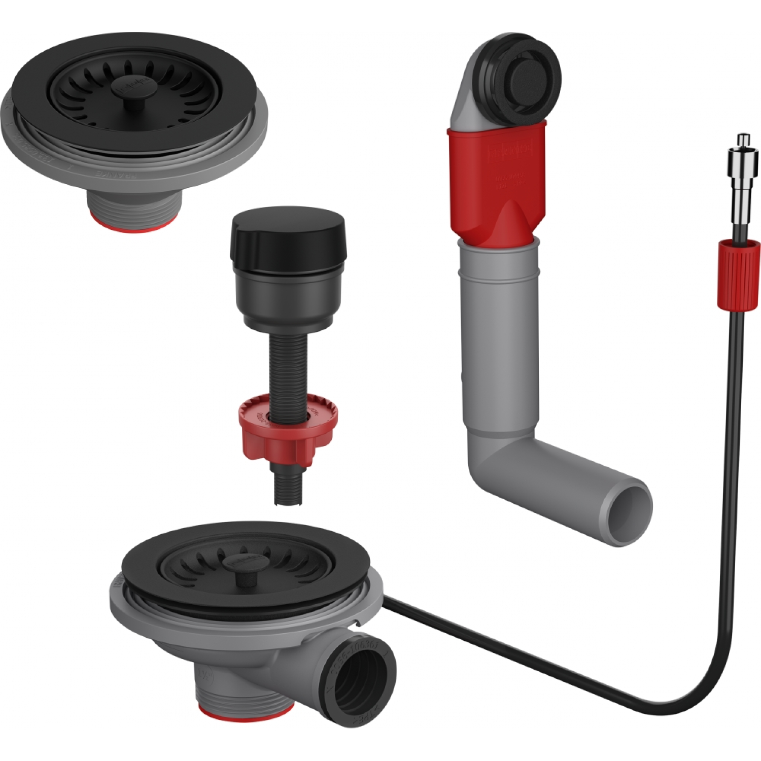 Colorline - Vidage automatique 1 cuve 1/2 ou 2 cuves / Trop plein rond & Bouton rotatif inclus / Noir mat