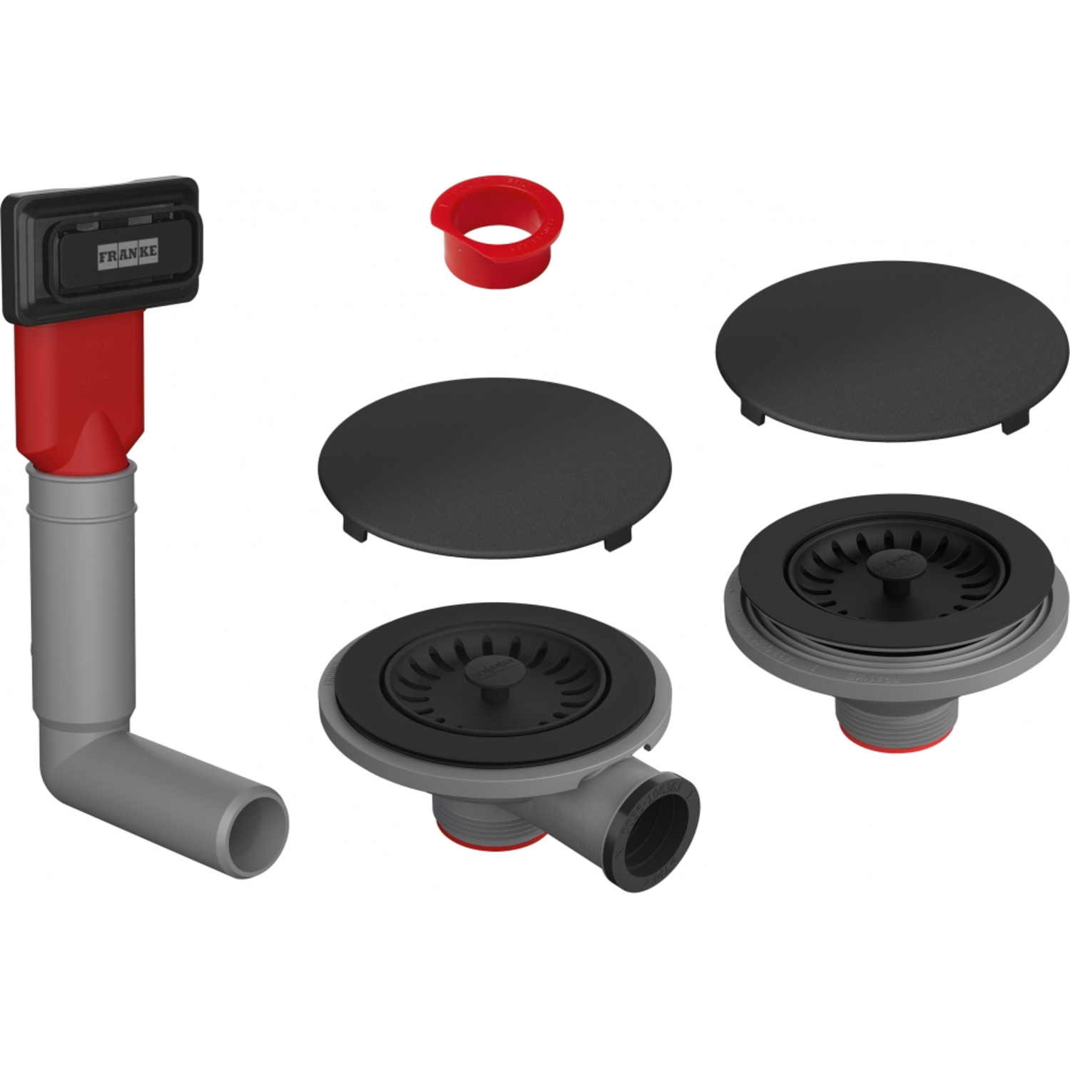 Colorline - Vidage manuel pour 1 cuve 1/2 ou 2 cuves / Trop plein rectangulaire & Entretoise & 2 Caches-bondes ronds inclus / Noir mat