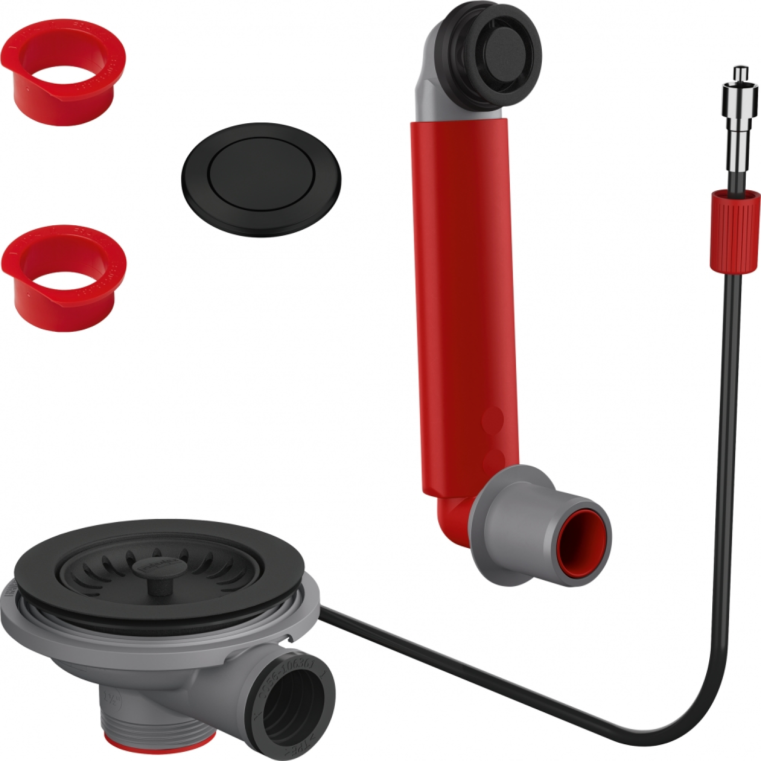 Colorline - Vidage automatique pour 1 cuve / Trop plein rond & Bouton poussoir & 2 Entretoises inclus / Noir mat