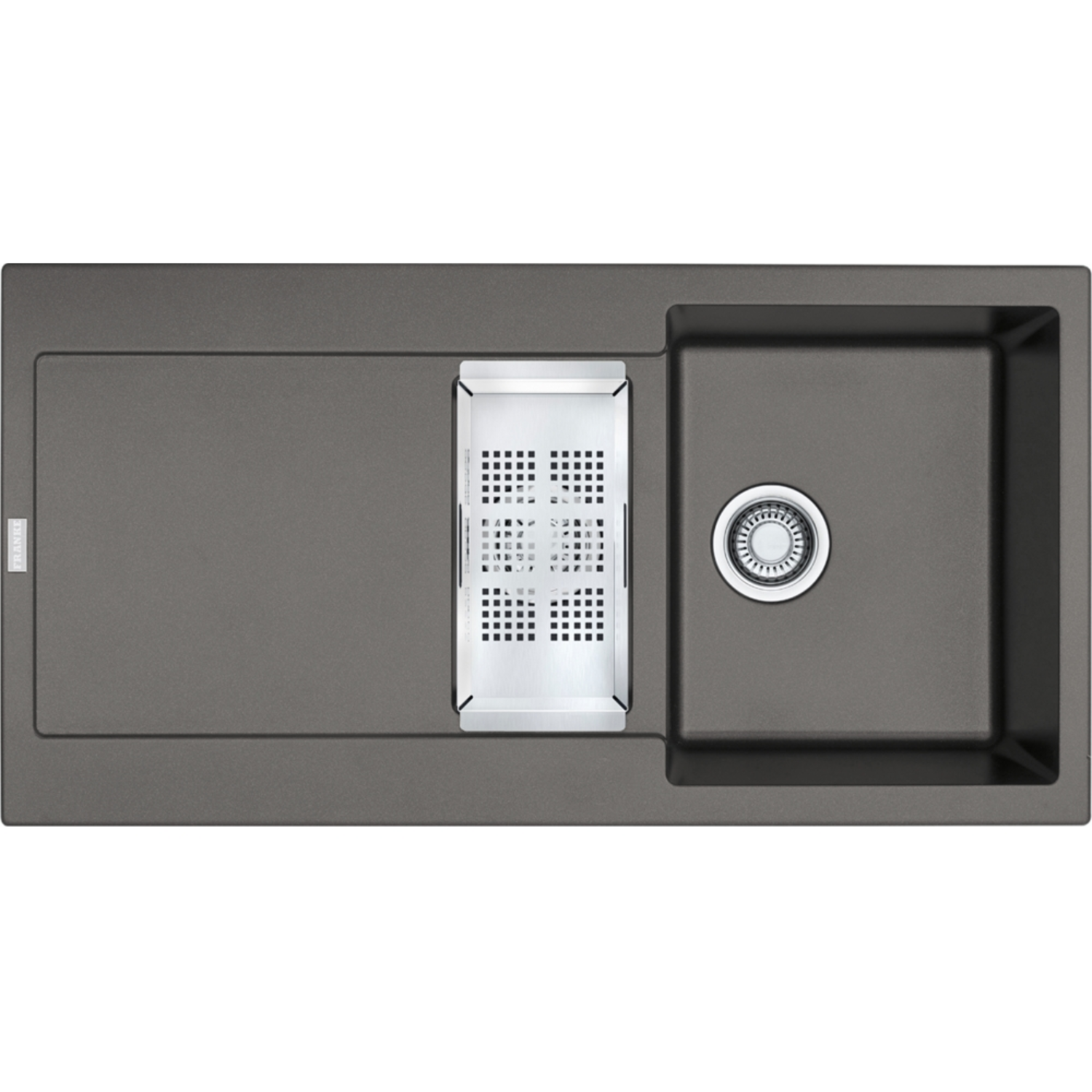 Maris - Inbouwspoeltafel / 970 x 500 mm / 1+1/2 bak / Steengrijs / Omkeerbaar