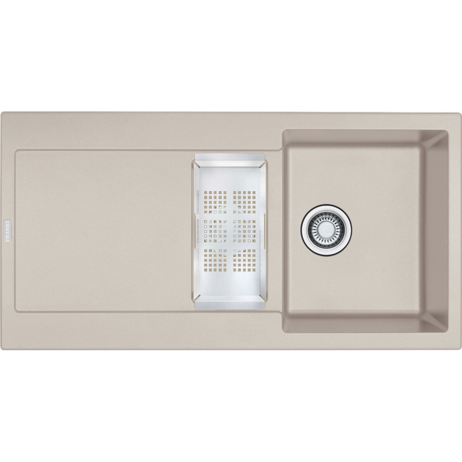 Maris - Inbouwspoeltafel / 970 x 500 mm / 1+1/2 bak / Koffieroom / Omkeerbaar
