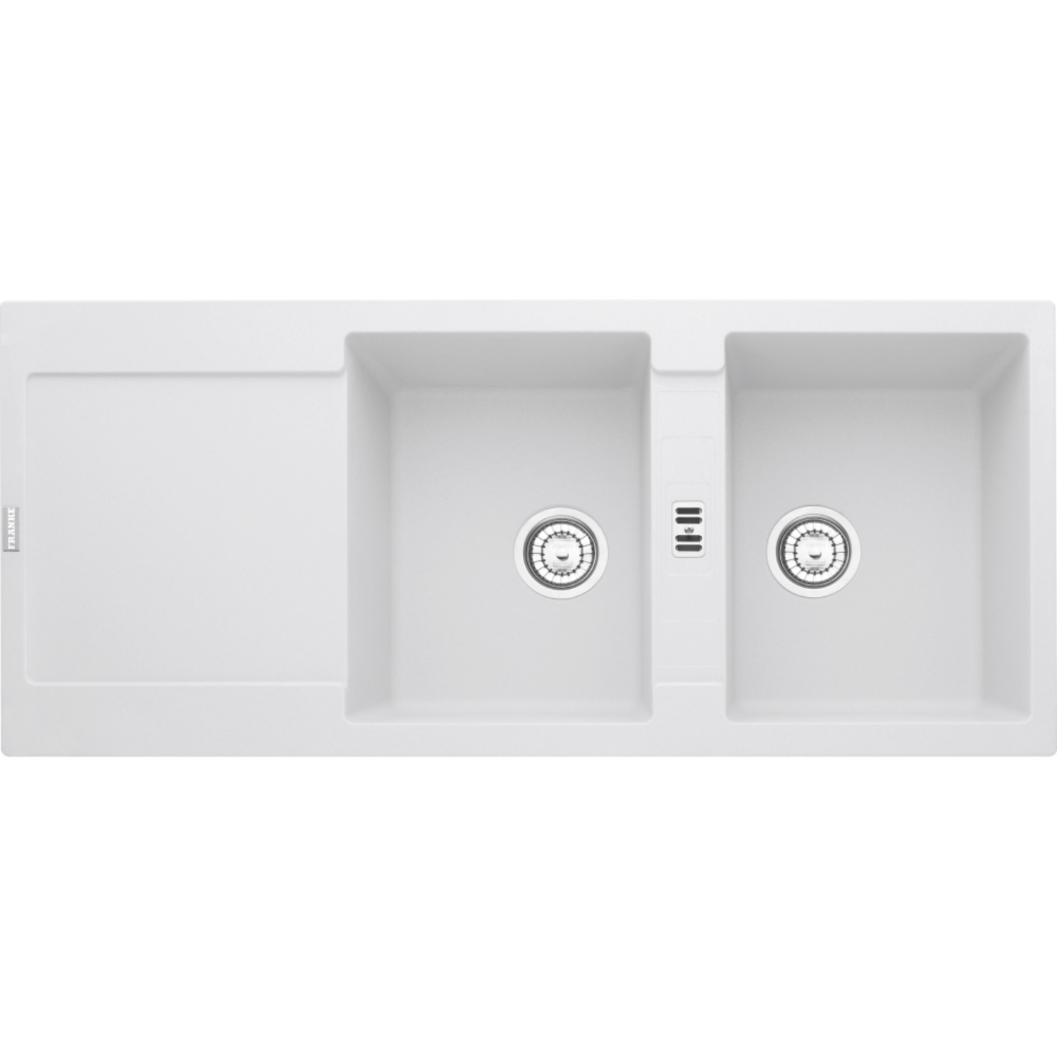 Maris - Inbouwspoeltafel / 1160 x 500 mm / 2 bakken / Metaal wit / Omkeerbaar