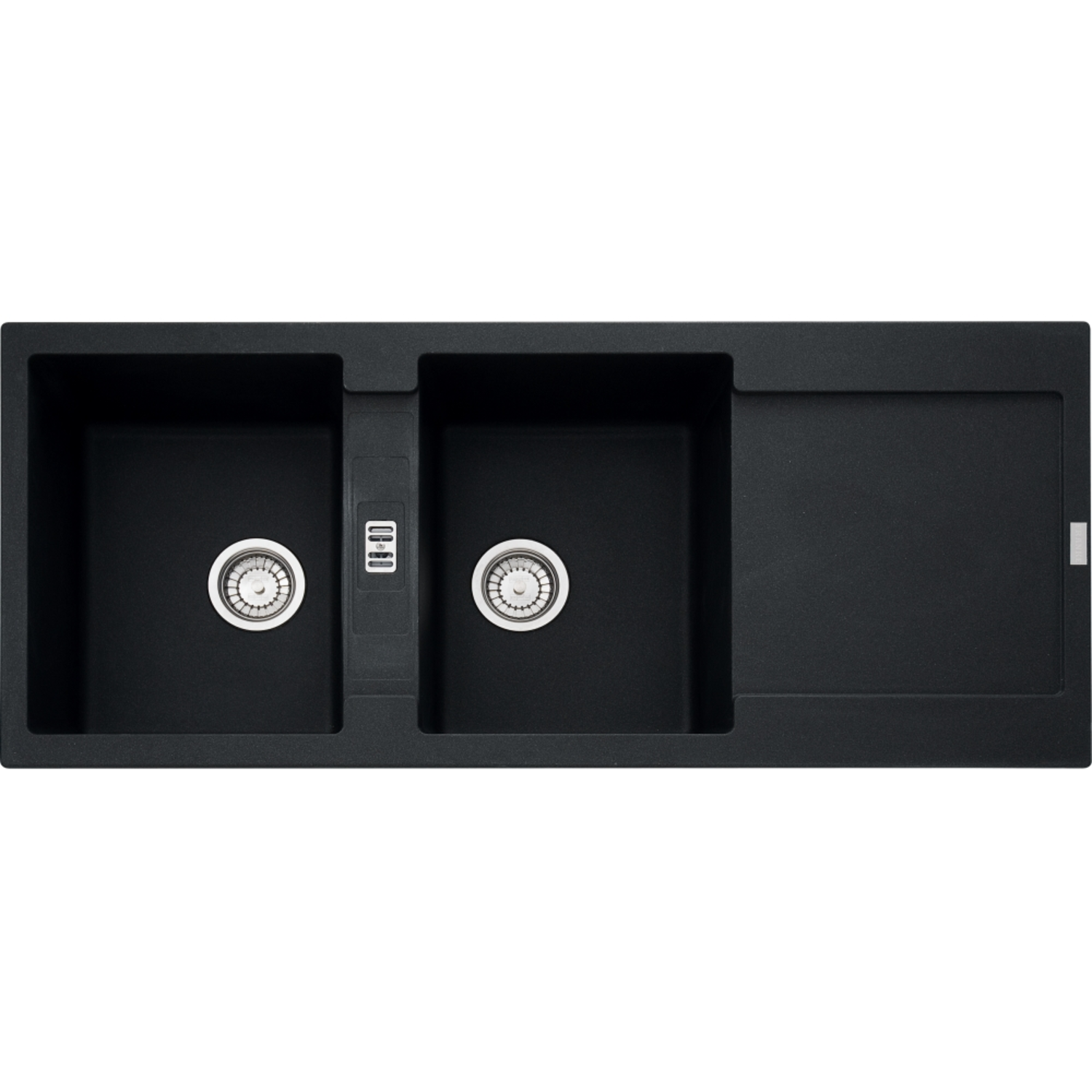Maris - Inbouwspoeltafel / 1160 x 500 mm / 2 bakken / Onyx / Omkeerbaar