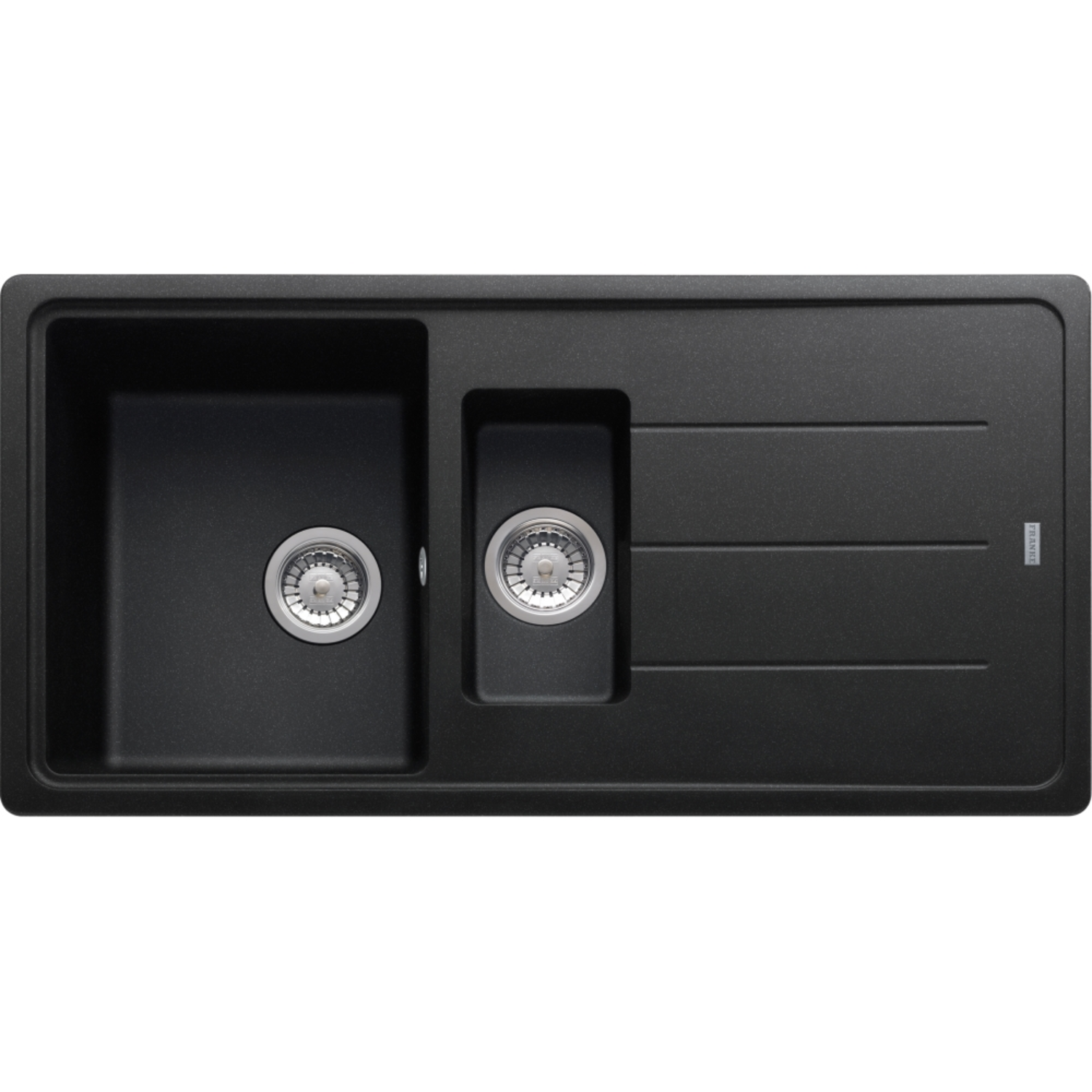Basis - Evier à encastrer / 970 x 500 mm / 1 + 1/2 bassin / Onyx / Réversible