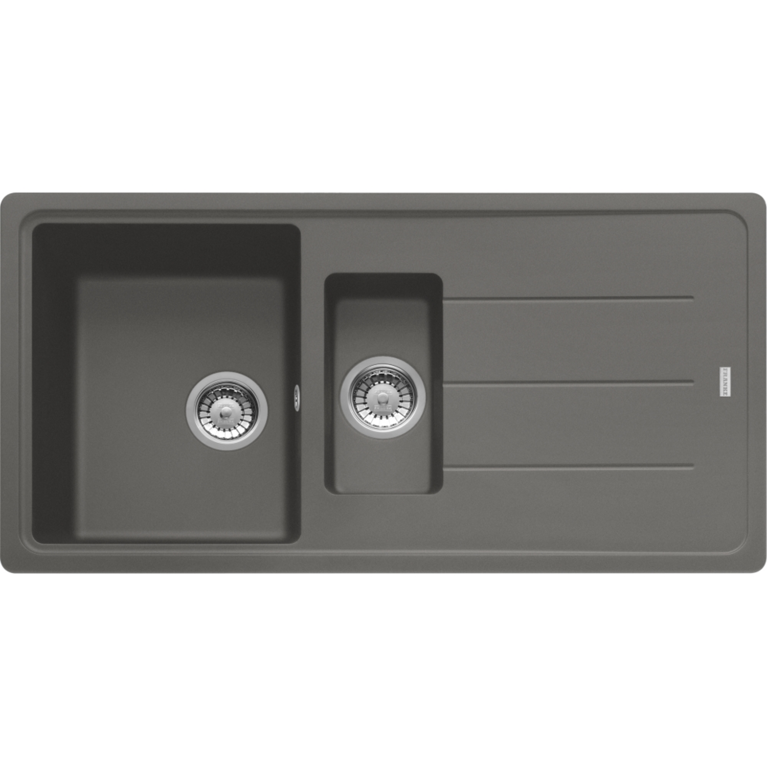 Basis - Evier à encastrer / 970 x 500 mm / 1 + 1/2 bassin / Gris Pierre / Réversible