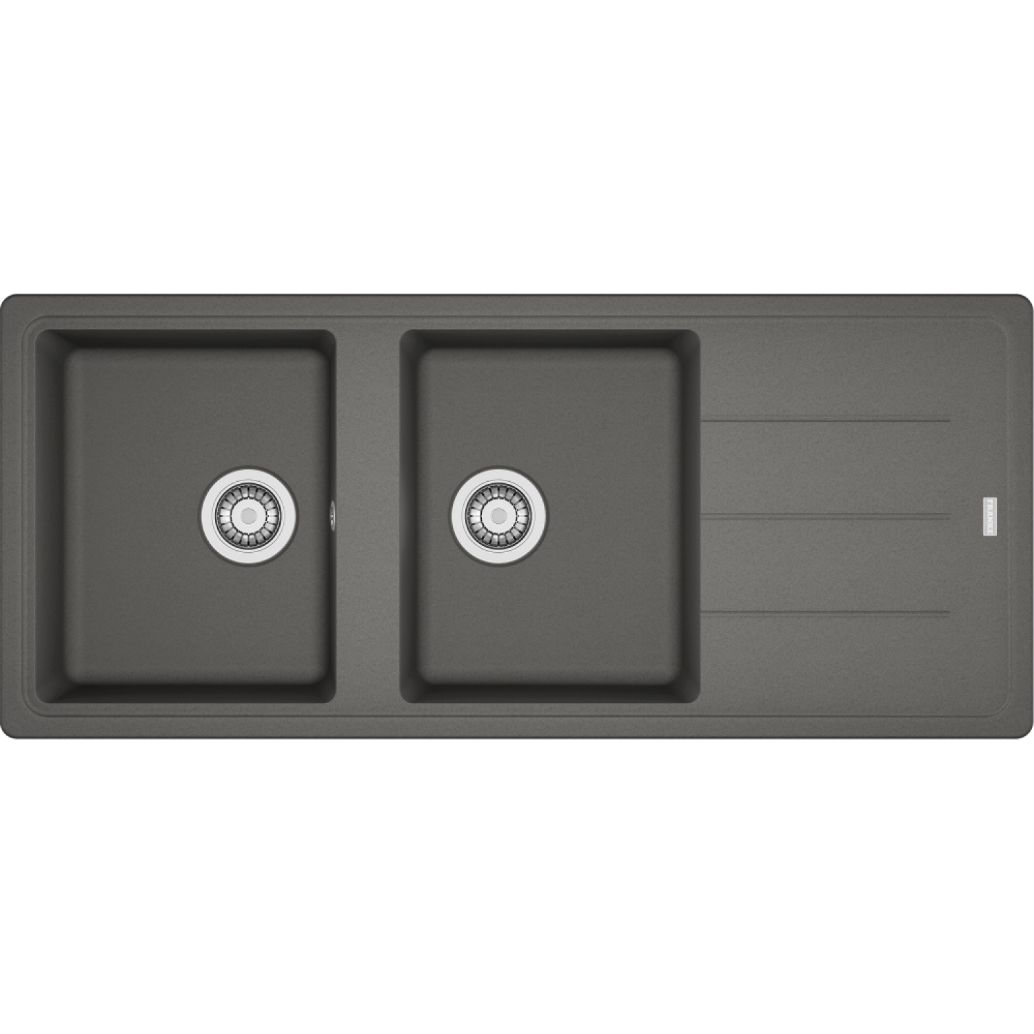 Basis - Evier à encastrer / 1160 x 500 mm / 2 bassins / Gris Pierre / Réversible