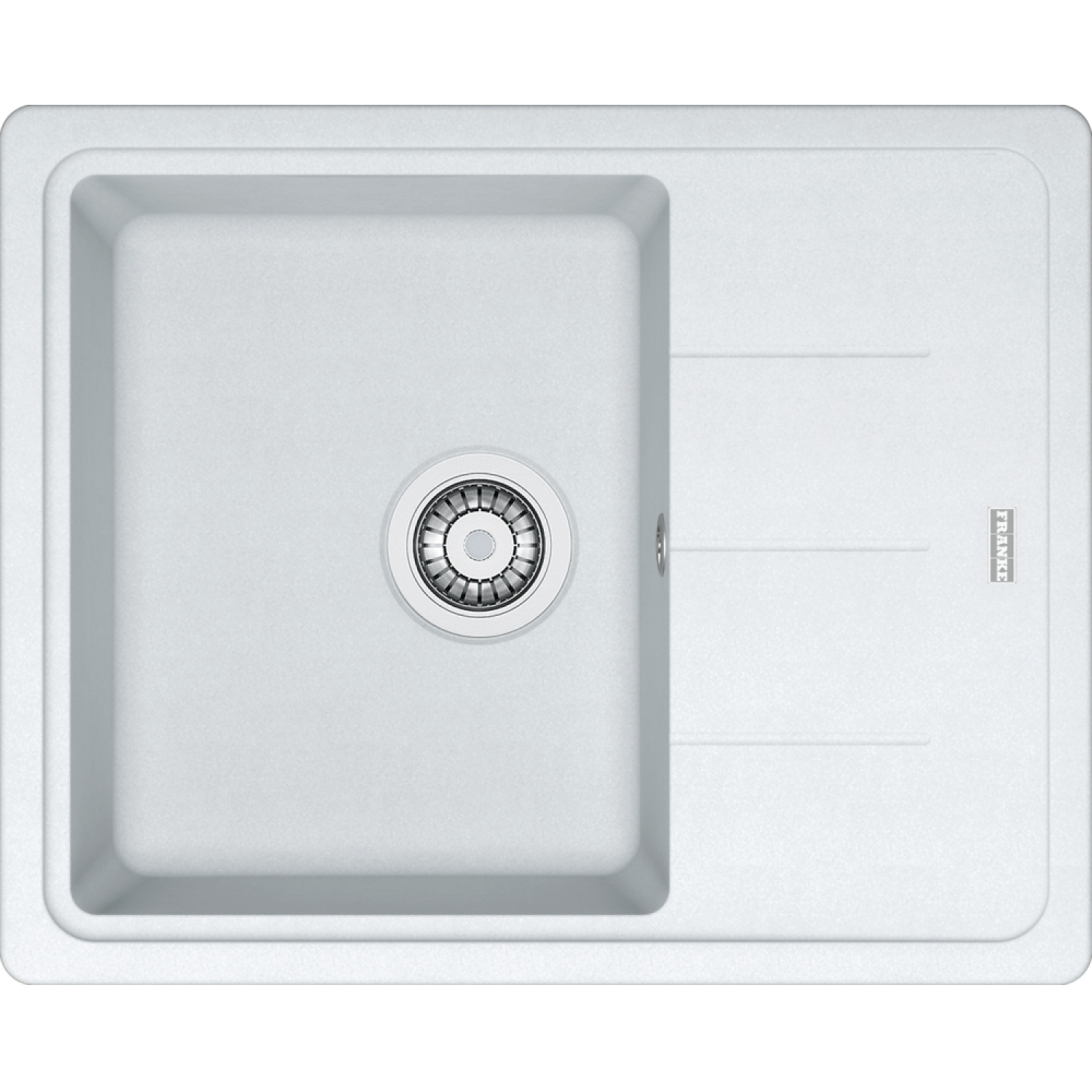 BASIS - Evier à encastrer / 620 x 500 mm / Vidage Manuel / Blanc métallisé